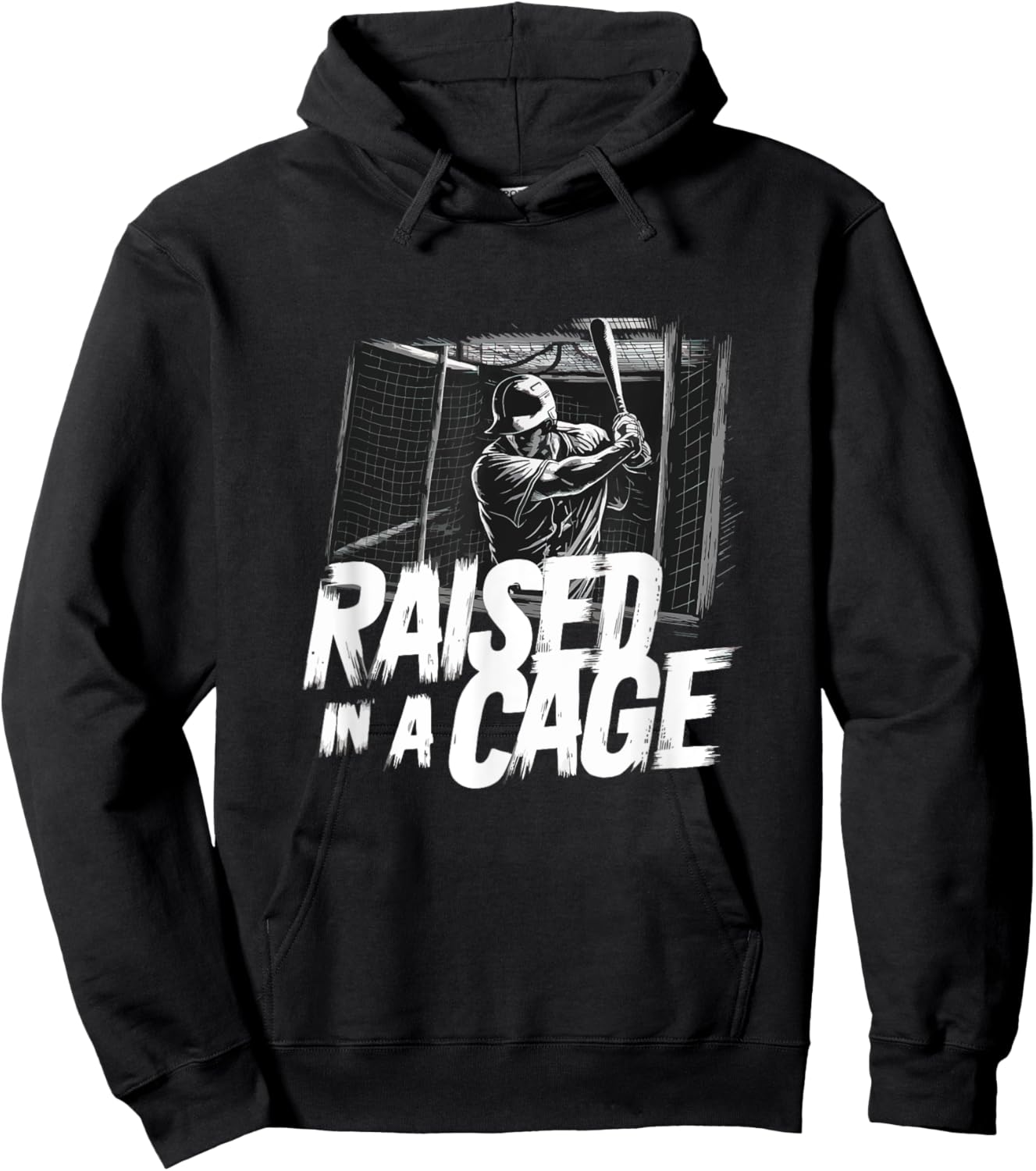 Raised In A Cage Baseball Player Funny Baseball Hoodie - Hoodie | Black