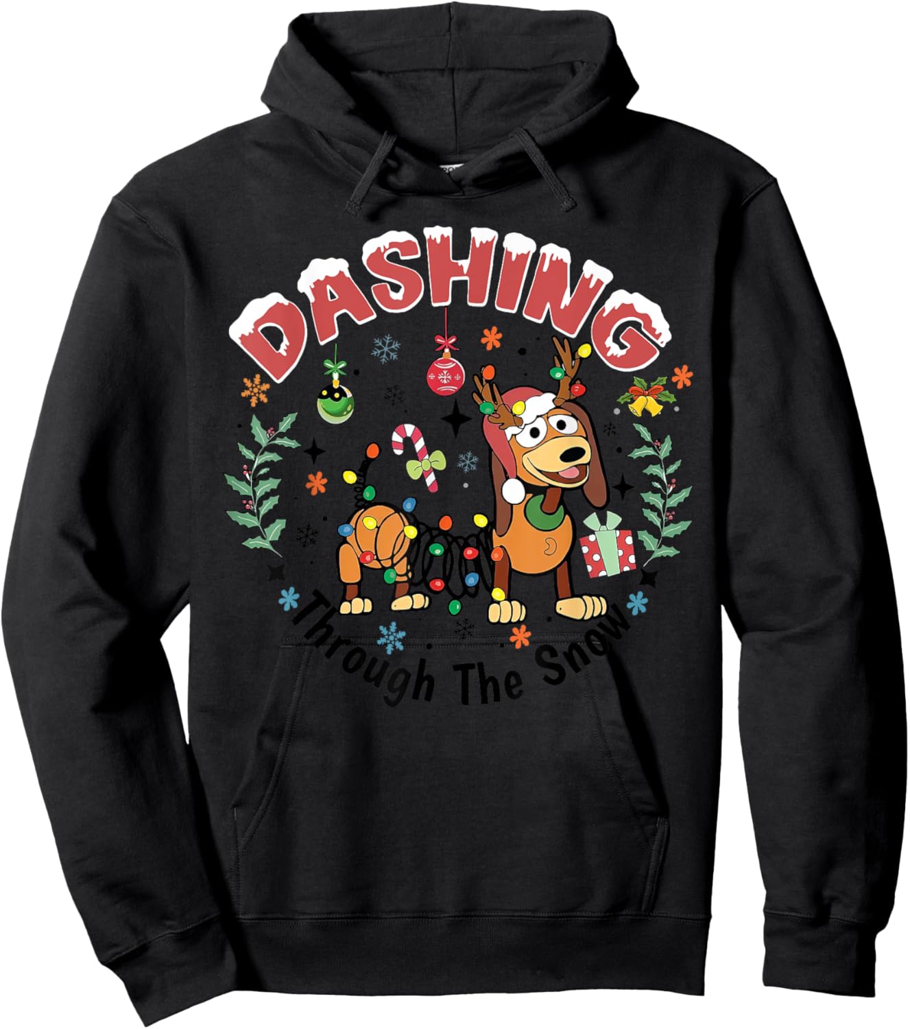 Dashing Through The Snow Funny Dachshund Dog Christmas Light Men Women Hoodie - Hoodie | Black