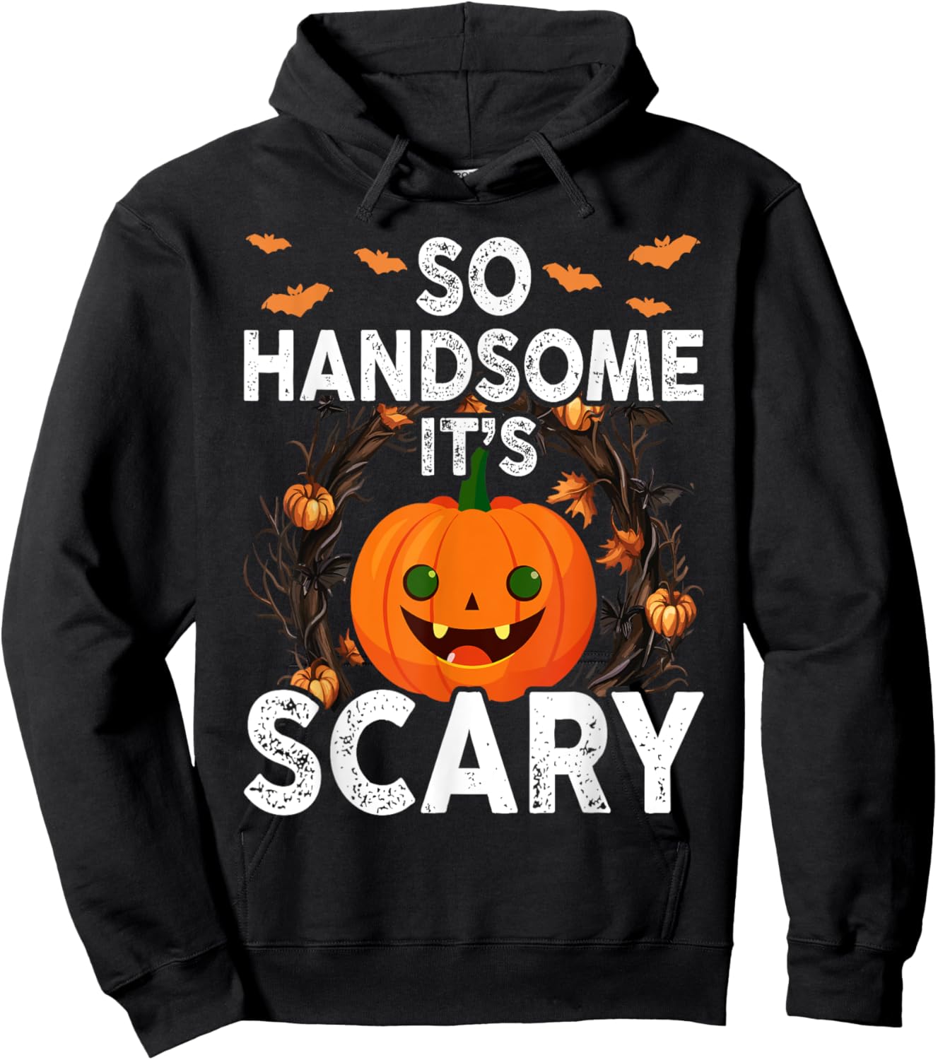 So Handsome Its Scary Boys Halloween Pumpkin Toddler Cute Hoodie - Hoodie | Black