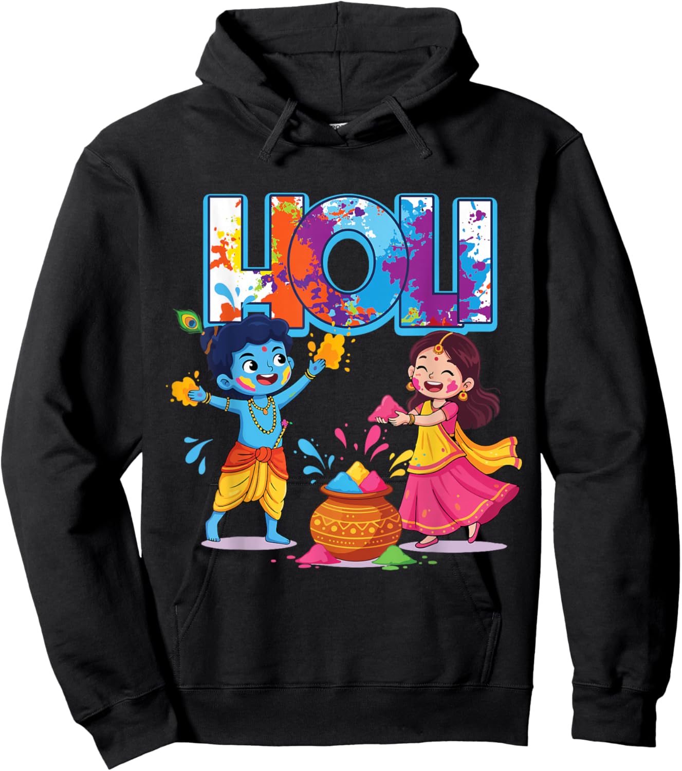 Holi Indian Hindu Spring Holi Festival of Colors Hoodie - Hoodie | Black