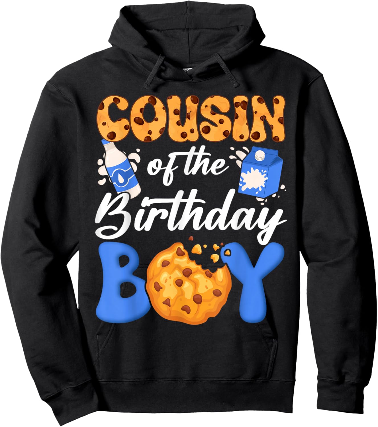 Cousin of The Birthday Boy Milk and Cookies 1St Birthday Hoodie - Hoodie | Black