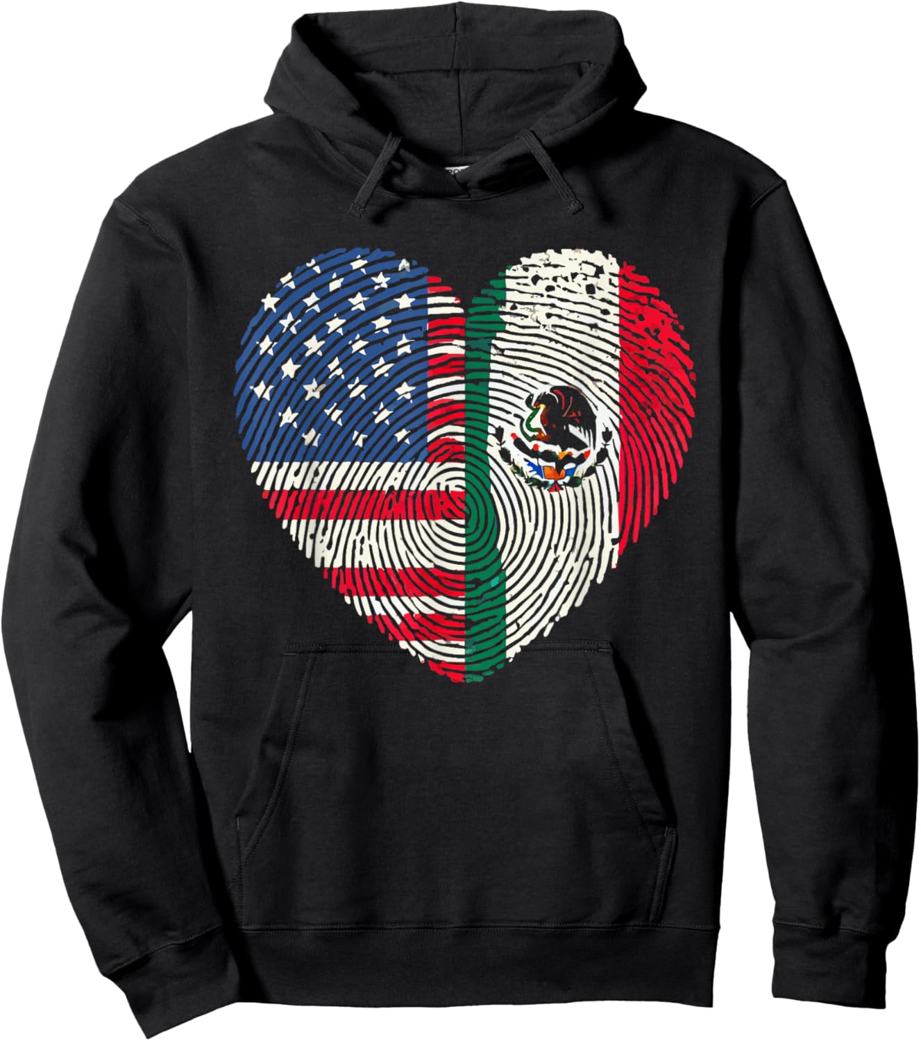 Half Mexican Half American USA Flag Mexico America Hoodie - Hoodie | Black