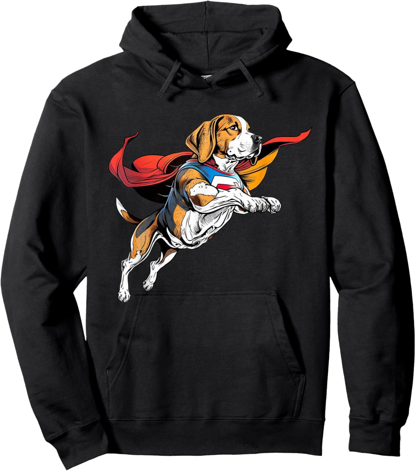 Superhero Beagle Red Cape Super Hero Dog Hoodie - Hoodie | Black