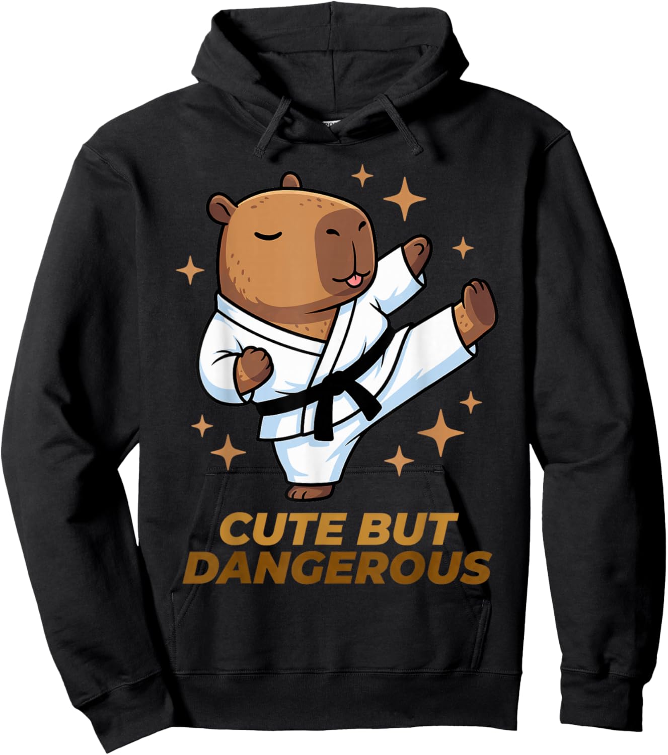 Cute But Dangerous Karate Capybara Martial Arts Graphic Hoodie - Hoodie | Black