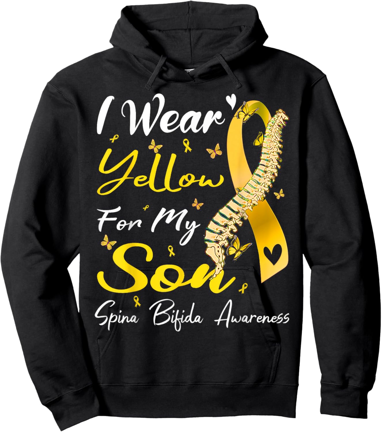 I Wear Yellow For My Son Spina Bifida Awareness Hoodie - Hoodie | Black