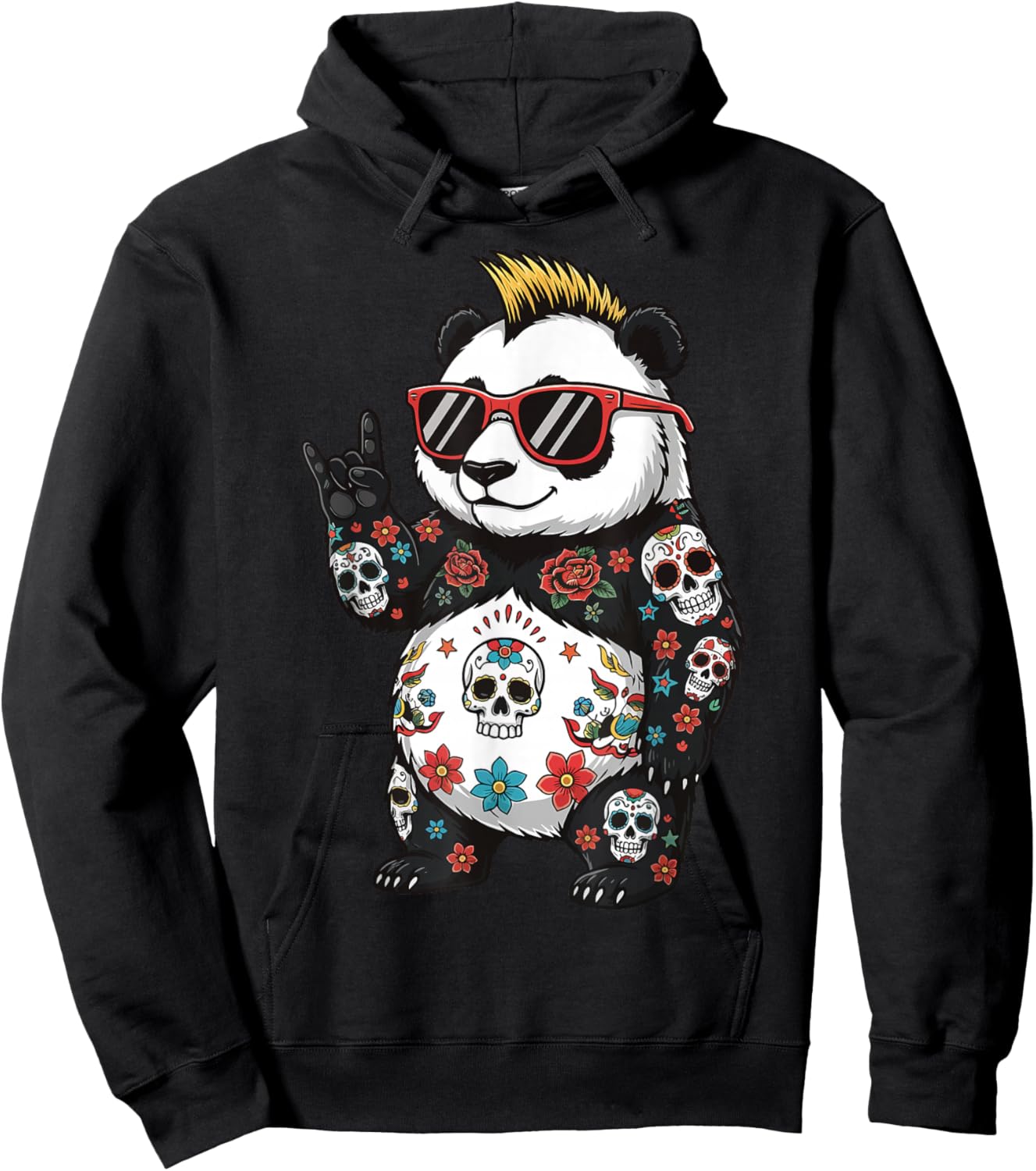 Panda Punk Rock Heavy Metal Rodent Hoodie - Hoodie | Black