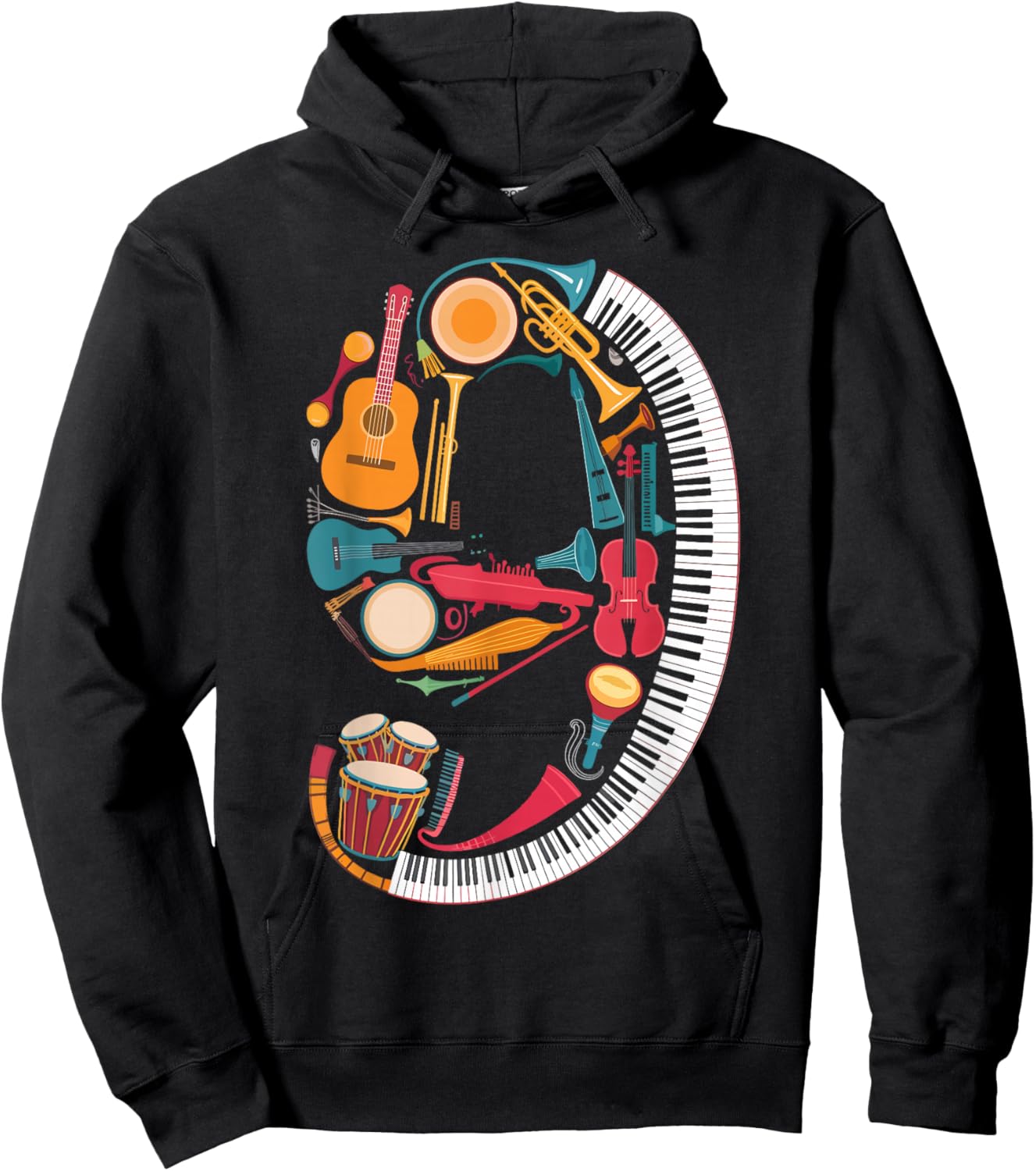 Musical Instruments Theme 9th Birthday Musician Music Player Hoodie - Hoodie | Black