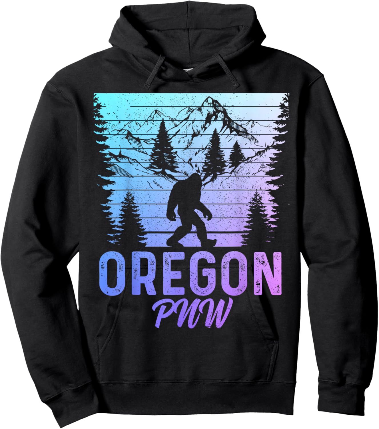 Oregon PNW Bigfoot Vintage Pacific Northwest Sasquatch Hoodie - Hoodie | Black