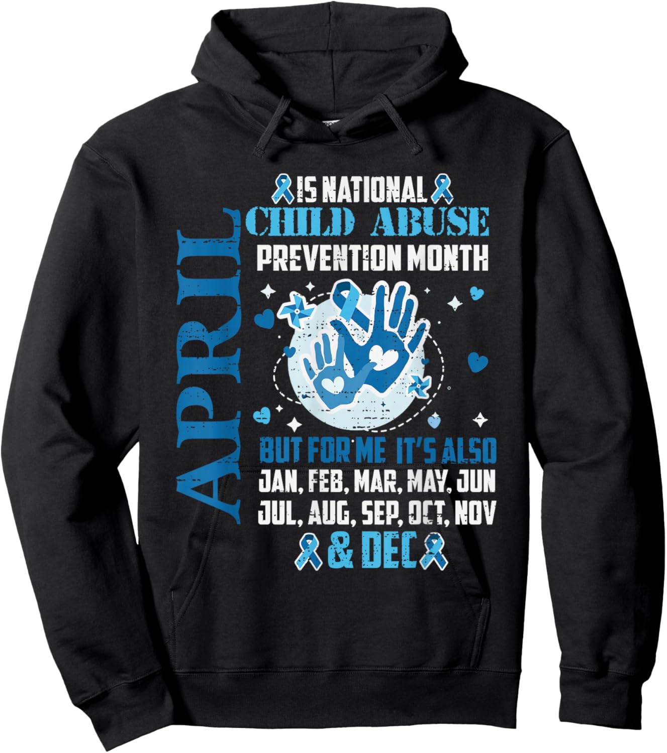 April is National Child Abuse Prevention Awareness Pinwheel Hoodie - Hoodie | Black