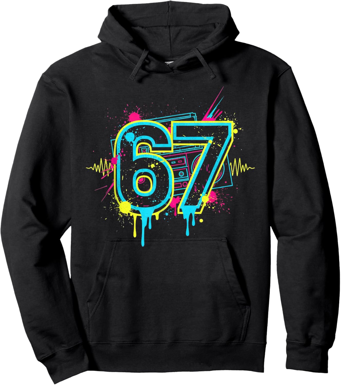 Funny Six Seven 6 7 Meme Graffiti Men Women Girls T Shirt Hoodie - Hoodie | Black