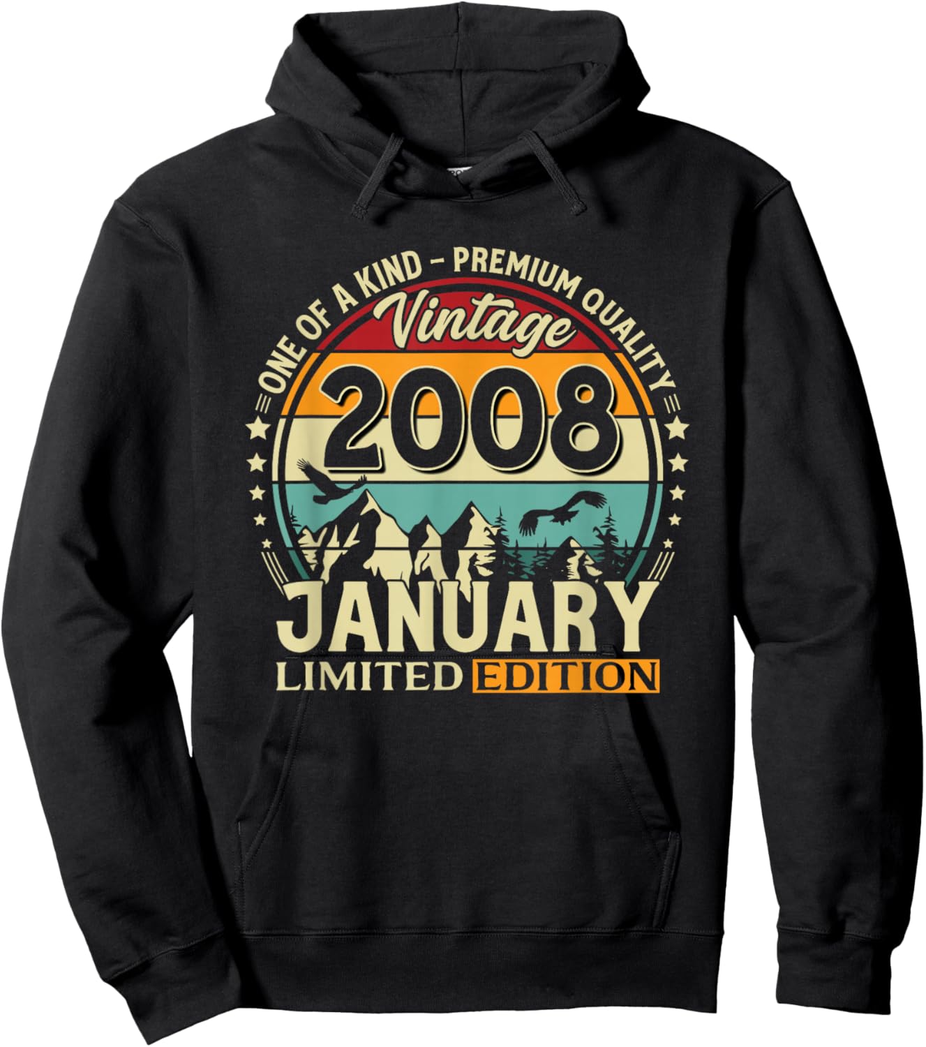 18 Years Birthday Man Gift January 2008 Vintage Hoodie - Hoodie | Black