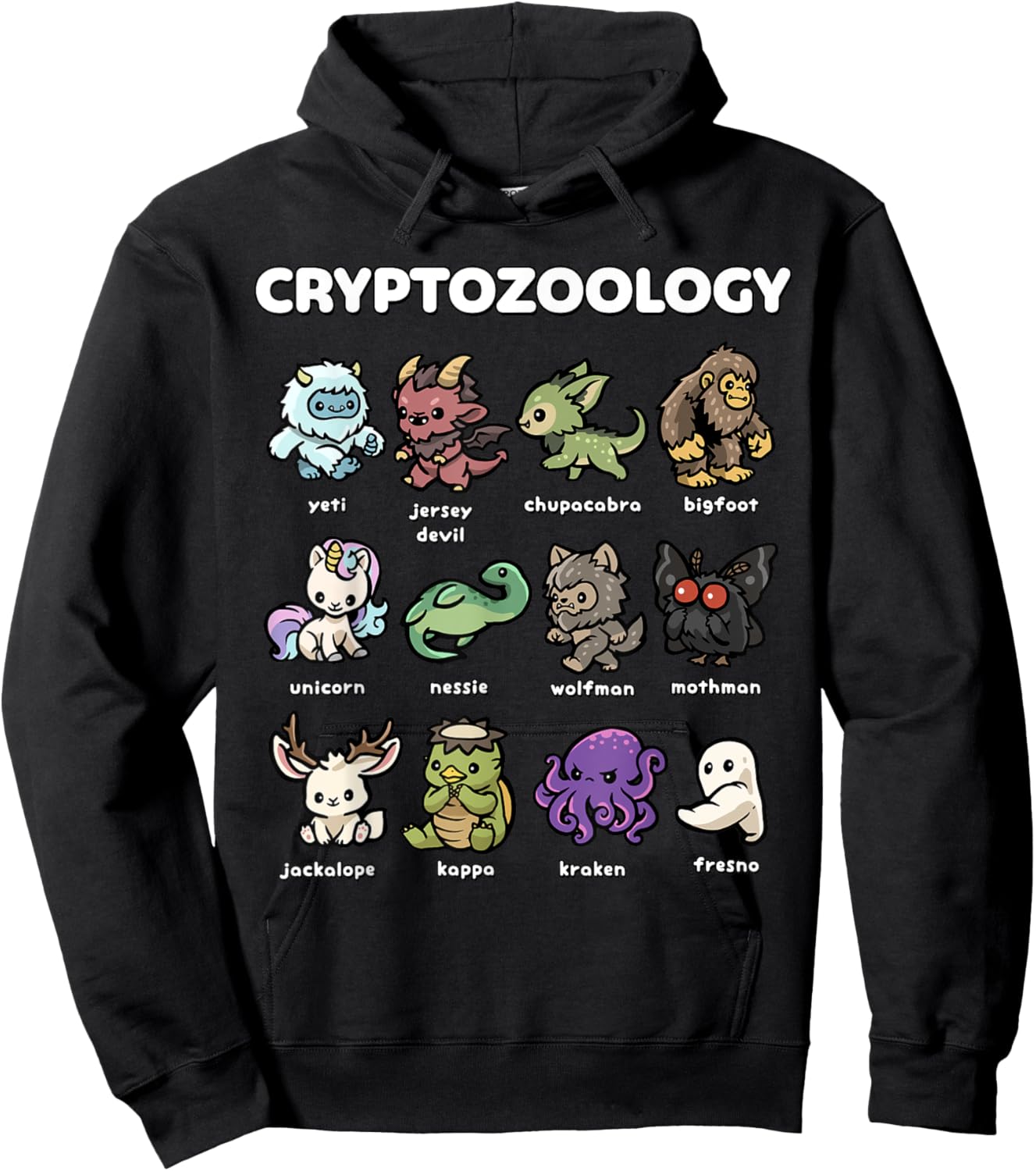 Cute Cryptozoology Creatures Kawaii Mythical Beasts Hoodie - Hoodie | Black