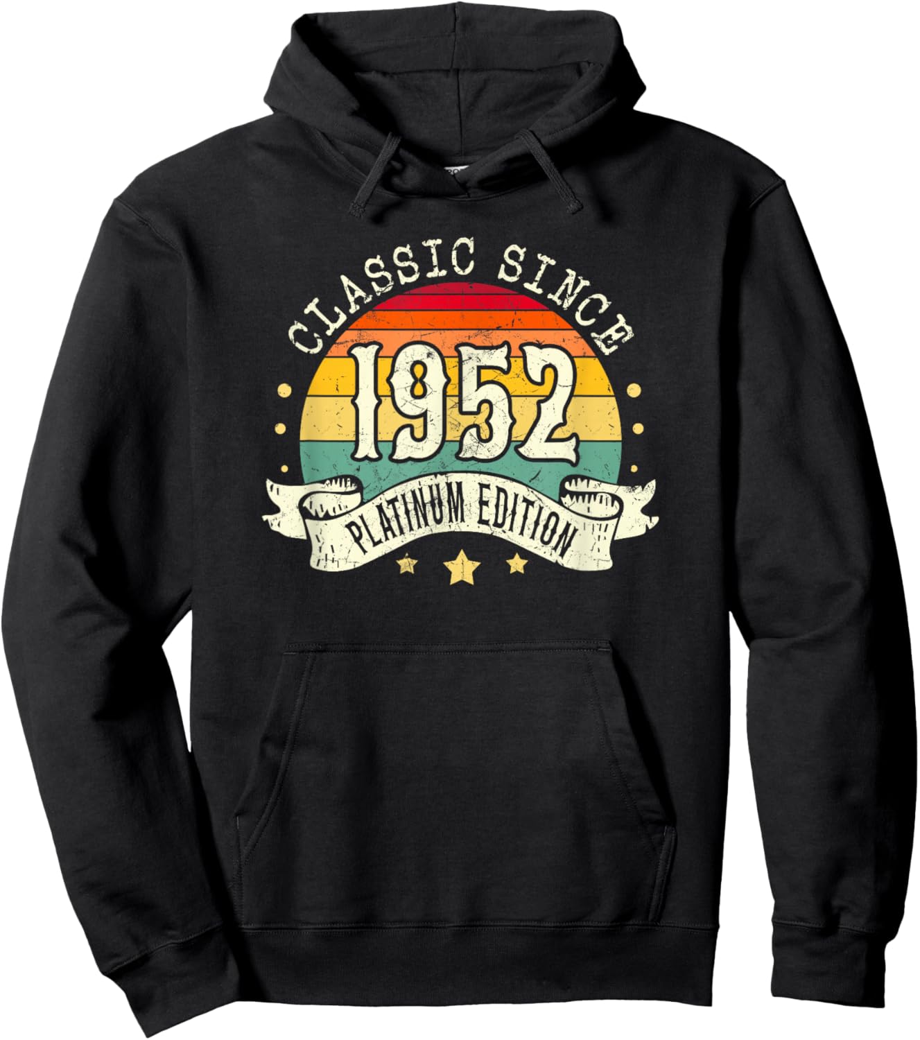 Born in 1952 Classic Platinum Edition Simple 1952 Birthday Hoodie - Hoodie | Black