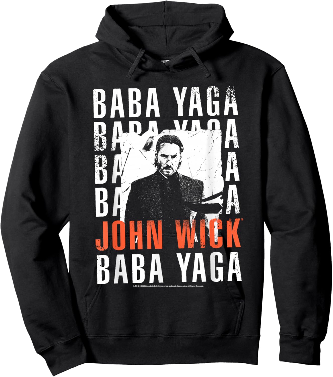 John Wick Baba Yaga Repeating Text & Photo Action Movie Hoodie - Hoodie | Black