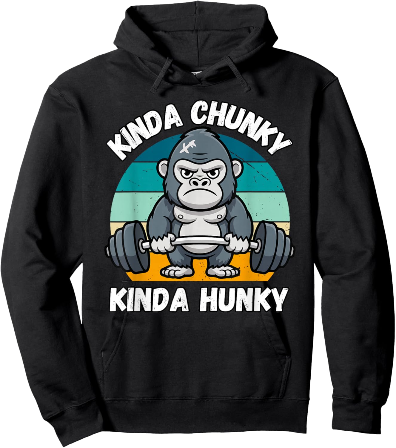 Kinda Chunky Kinda Hunky Weight Lifting Gorilla Funny Gym Hoodie - Hoodie | Black