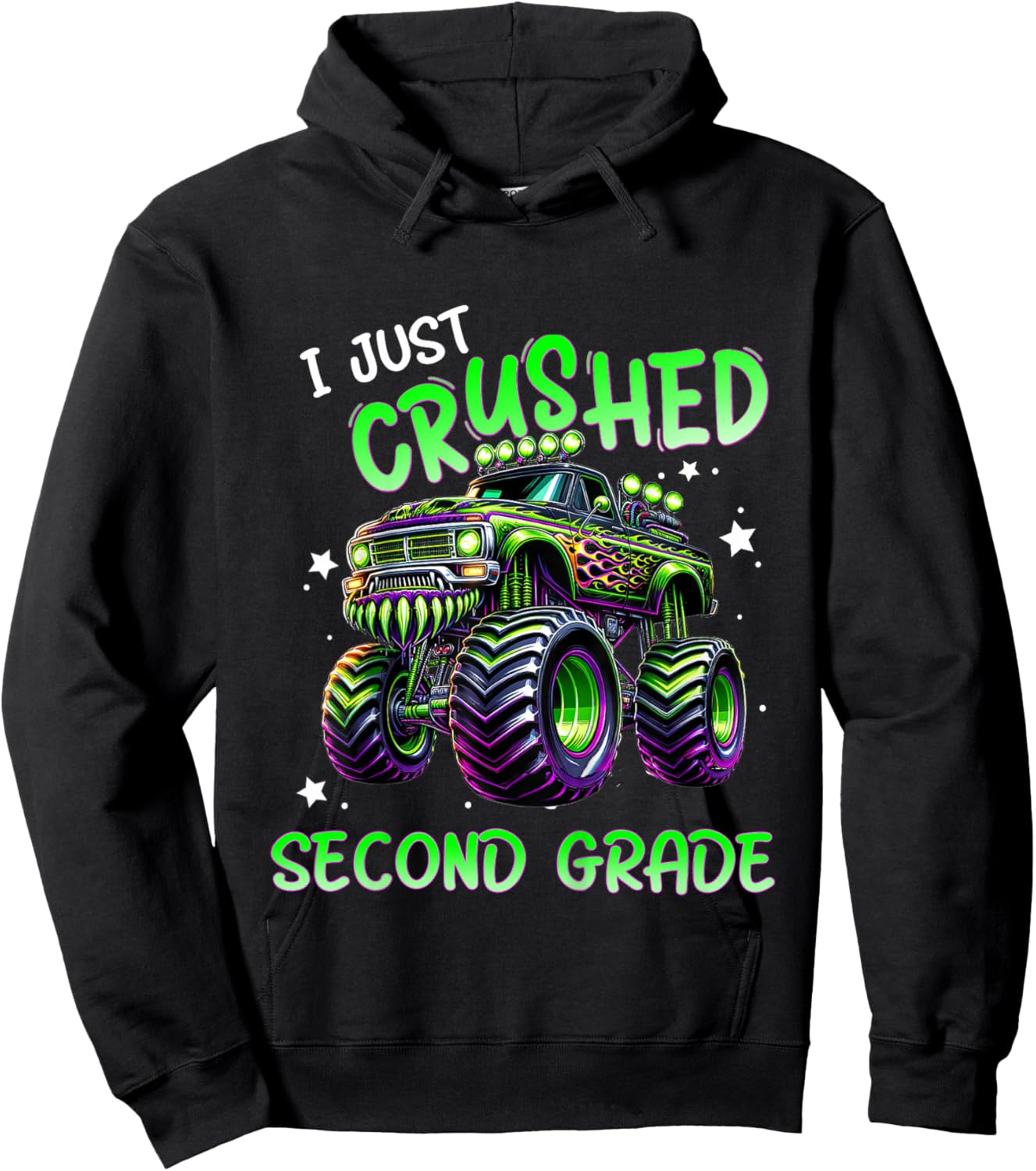 Kids I Just Crushed Second Grade Monster Truck Last Day of School Hoodie - Hoodie | Black