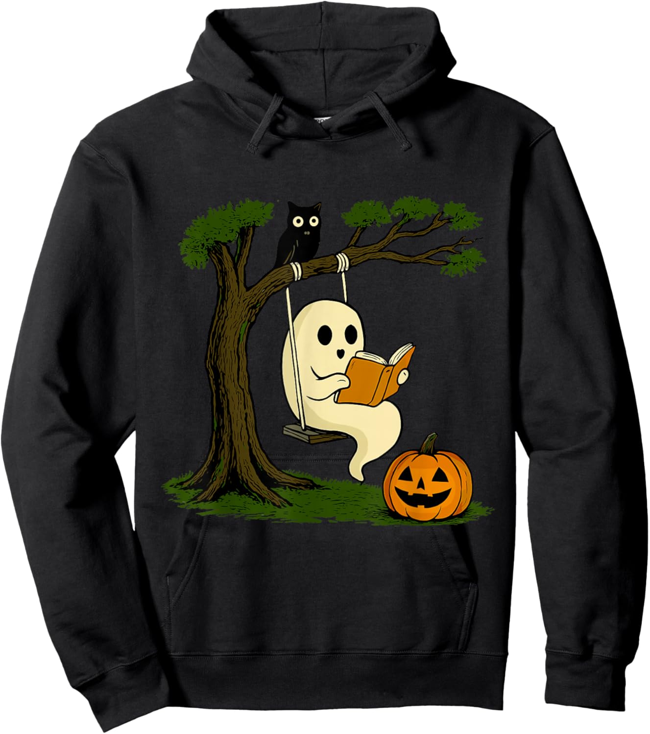 Vintage Ghost Swing Reading Book Swinging Halloween Costume Hoodie - Hoodie | Black
