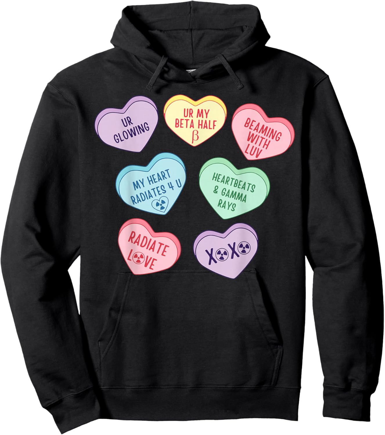 Valentines Radiation Oncology X-ray Nuc Med NMT Candy Heart Hoodie - Hoodie | Black