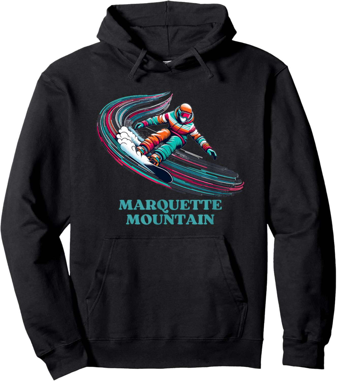 Marquette Mountain Michigan Snowboarding Snowboarder Hoodie - Hoodie | Black