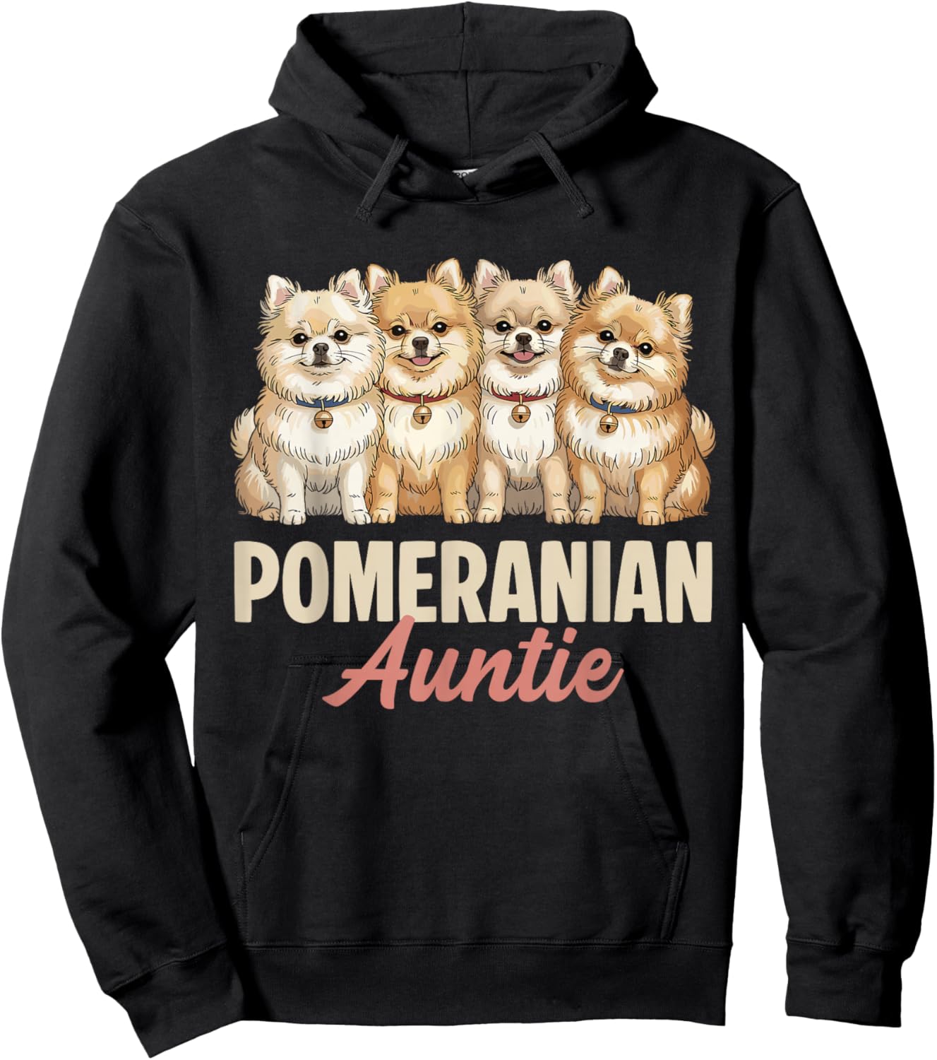 Pomeranian Auntie Funny Puppy Owner Cute Pom Dog Lover Hoodie - Hoodie | Black