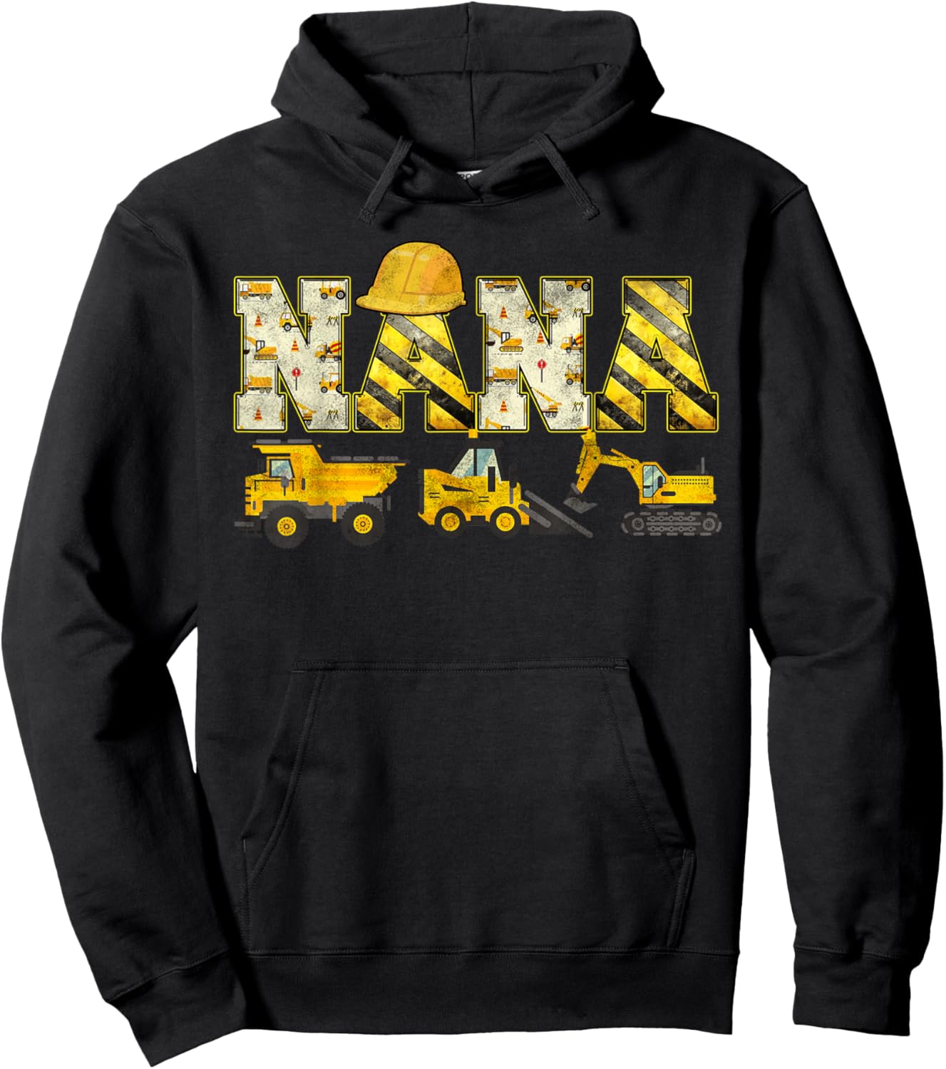 Nana Construction Excavator Kids Matching Family Party Hoodie - Hoodie | Black