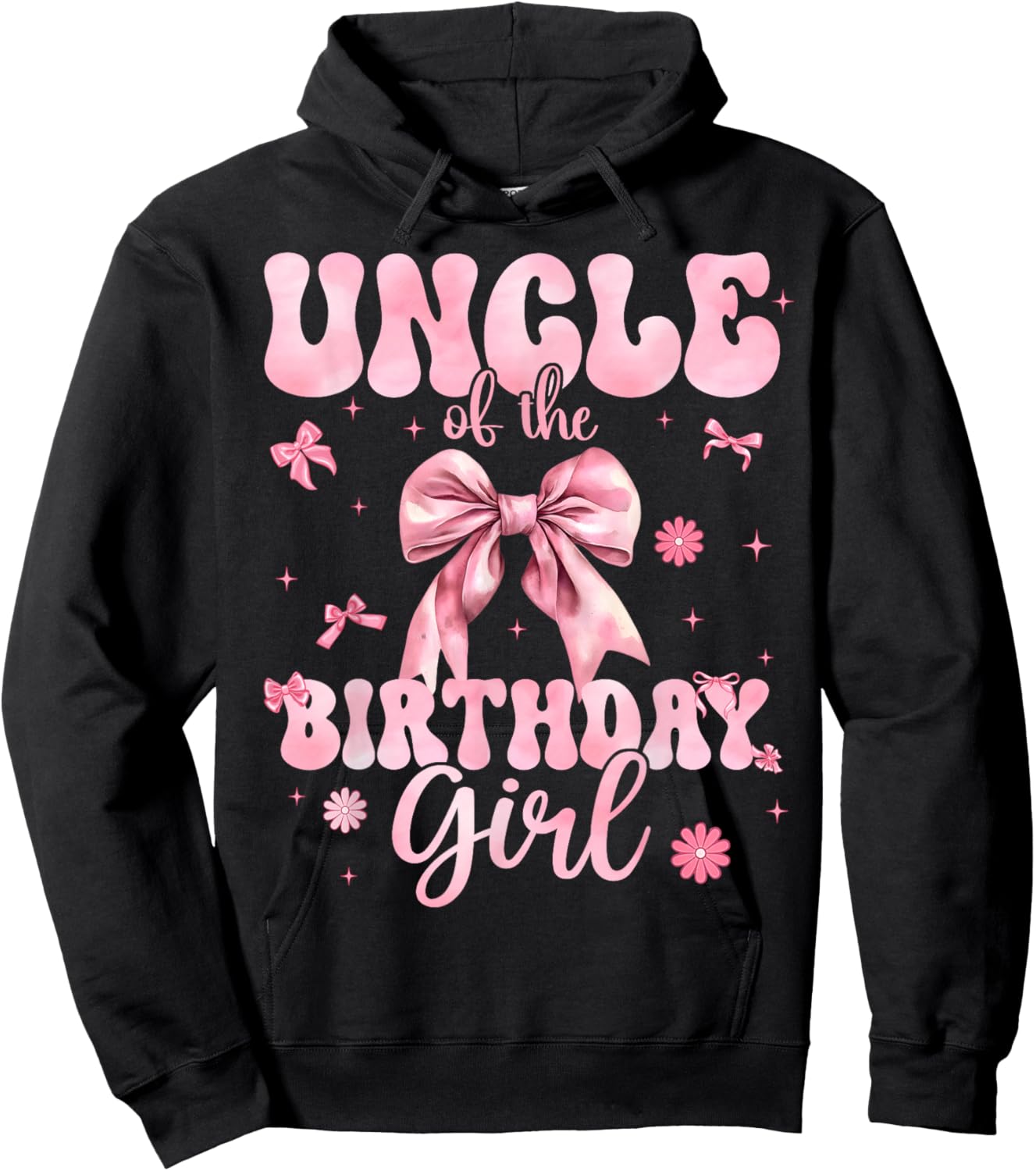 Uncle of The Birthday Girl Coquette Bow Theme Family Bday Hoodie - Hoodie | Black
