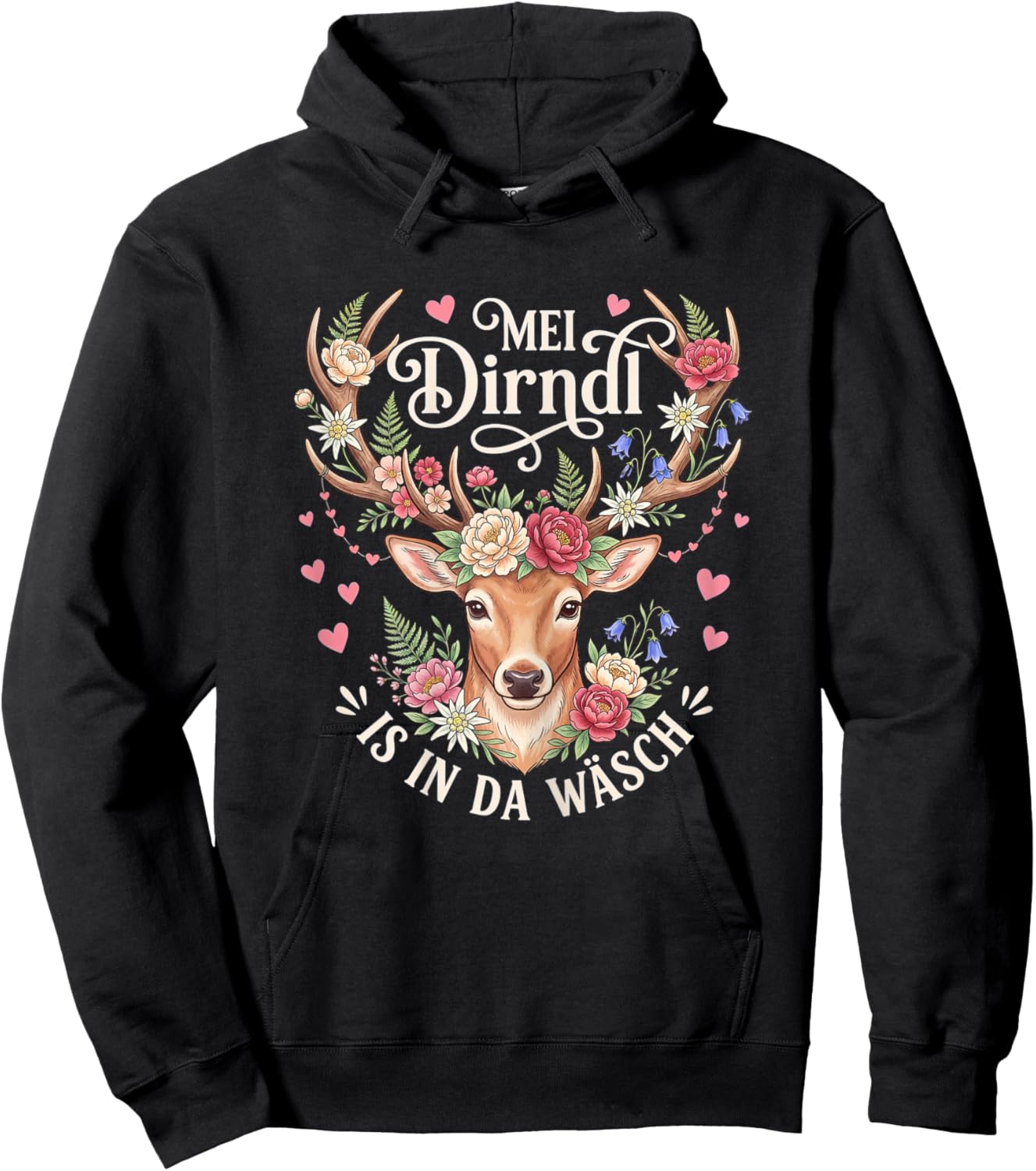 Trachtenshirt Damen Passend für Oktoberfest Damen Trachten Hoodie - Hoodie | Black