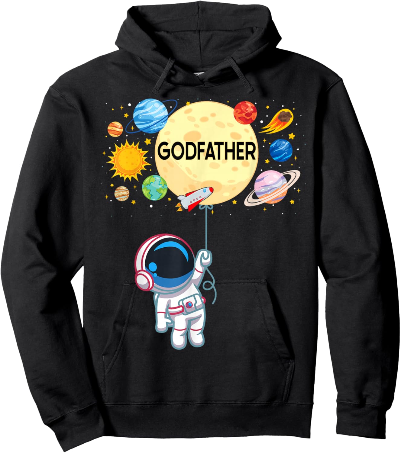 Godfather of The Birthday Boy Astronaut Space Planets Family Hoodie - Hoodie | Black