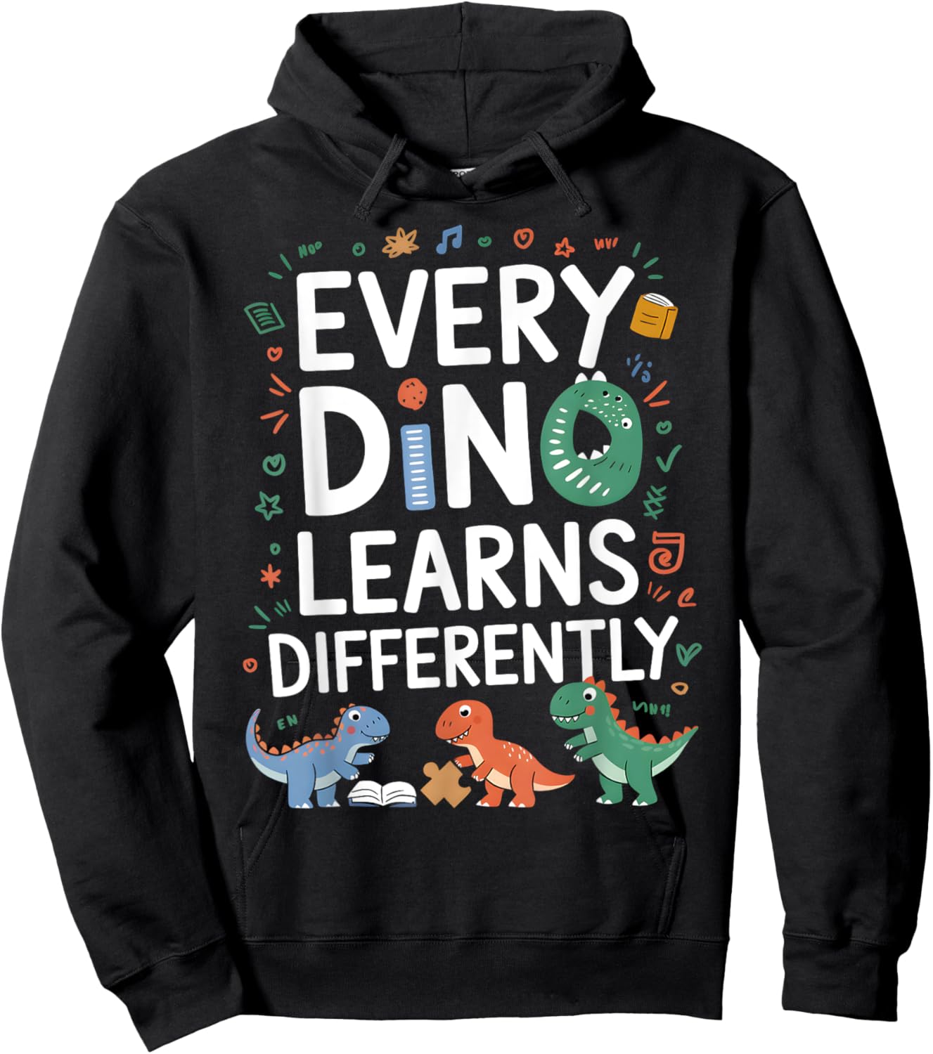 Every Dino Learns Differently ABA Therapy Hoodie - Hoodie | Black