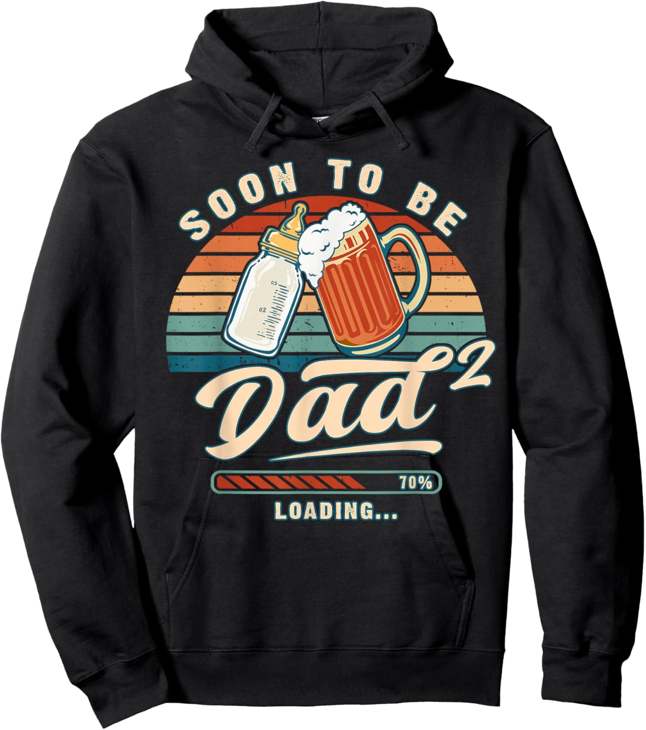 Soon to Be Dad Again Loading Second Baby Reveal Hoodie - Hoodie | Black