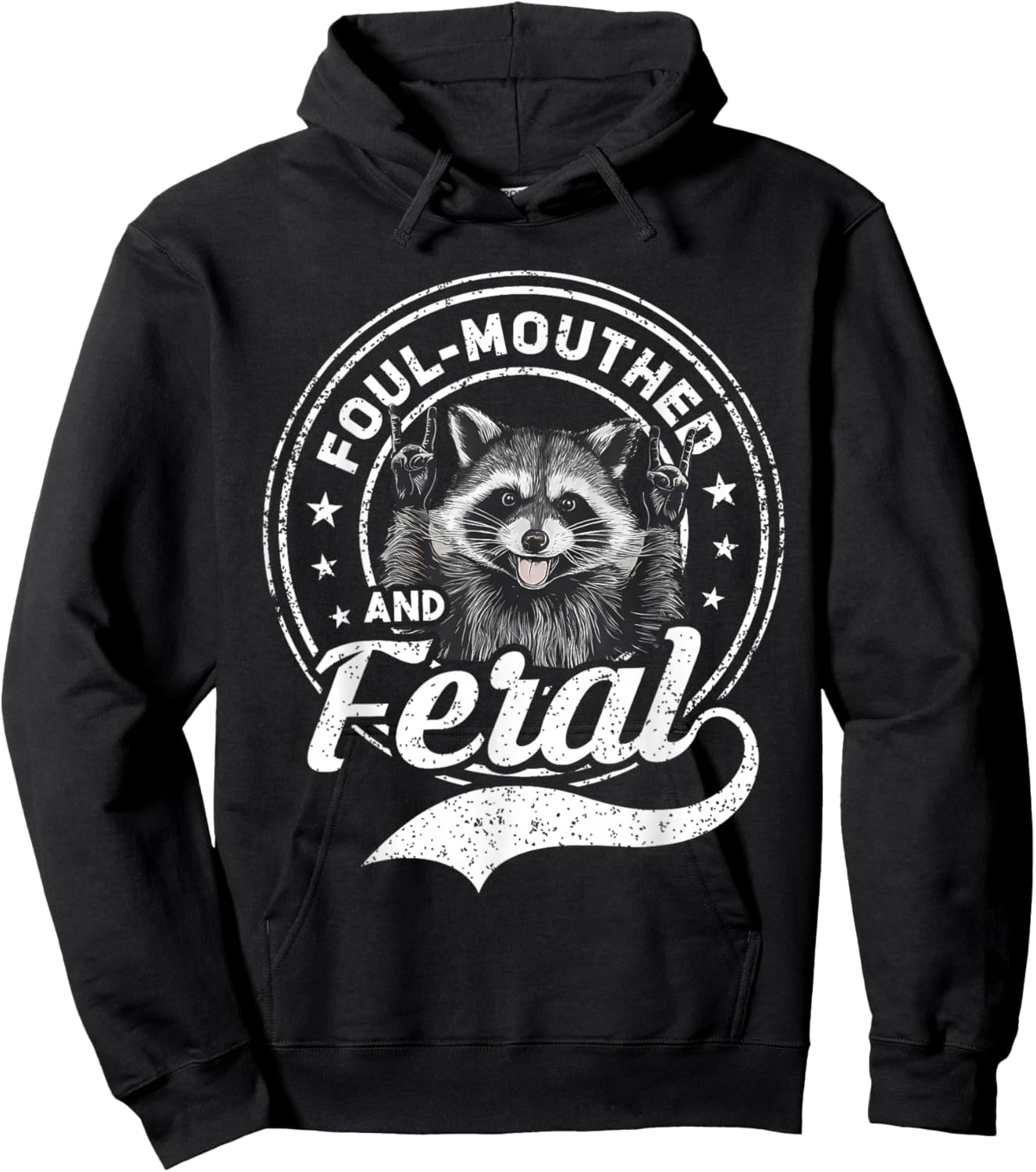 Foul Mouthed and Feral Raccoon Summer Funny Men Women Kids Hoodie - Hoodie | Black