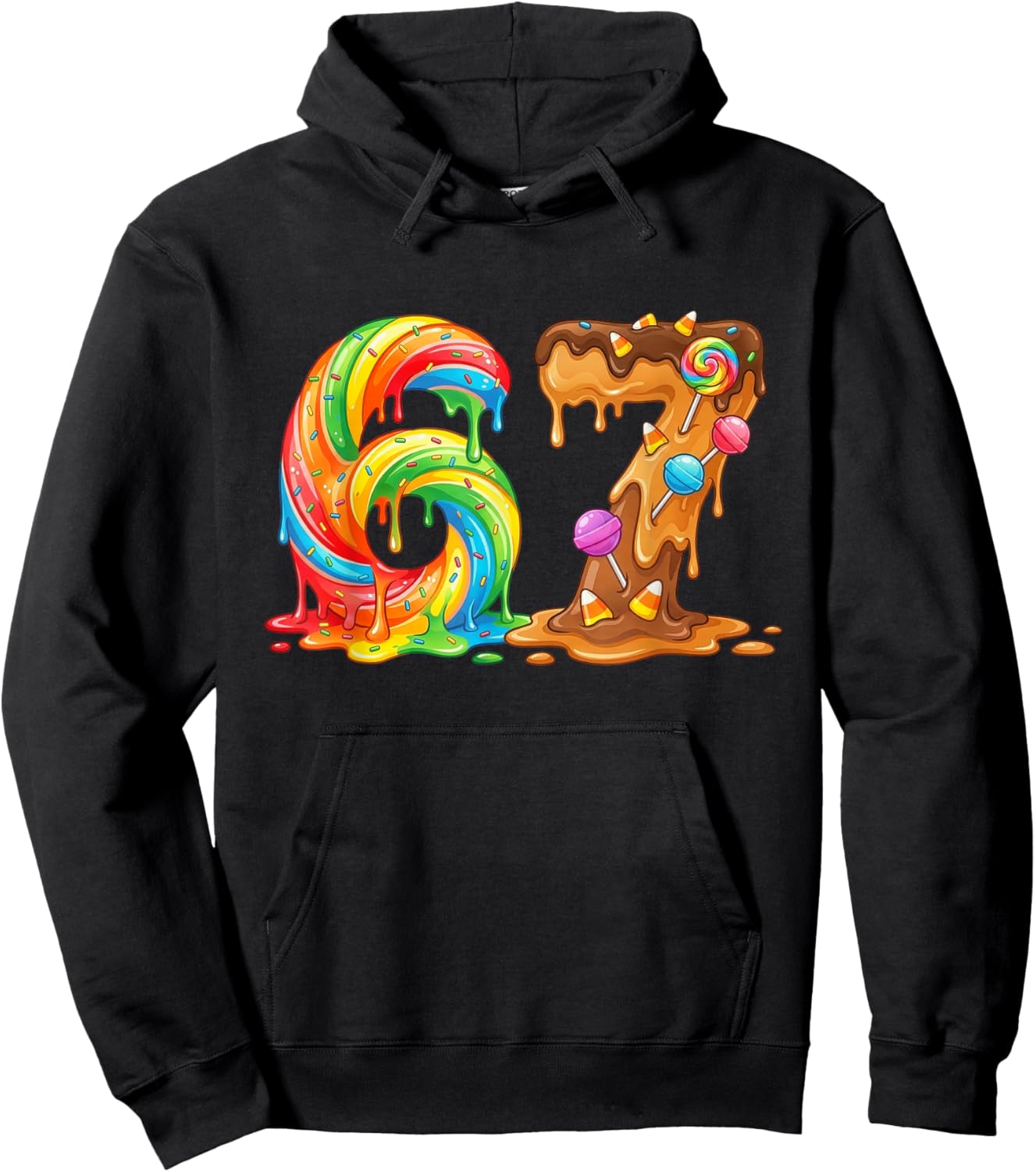 Six Seven Meme 67 Candy Drip Rainbow Memes Funny Hoodie - Hoodie | Black
