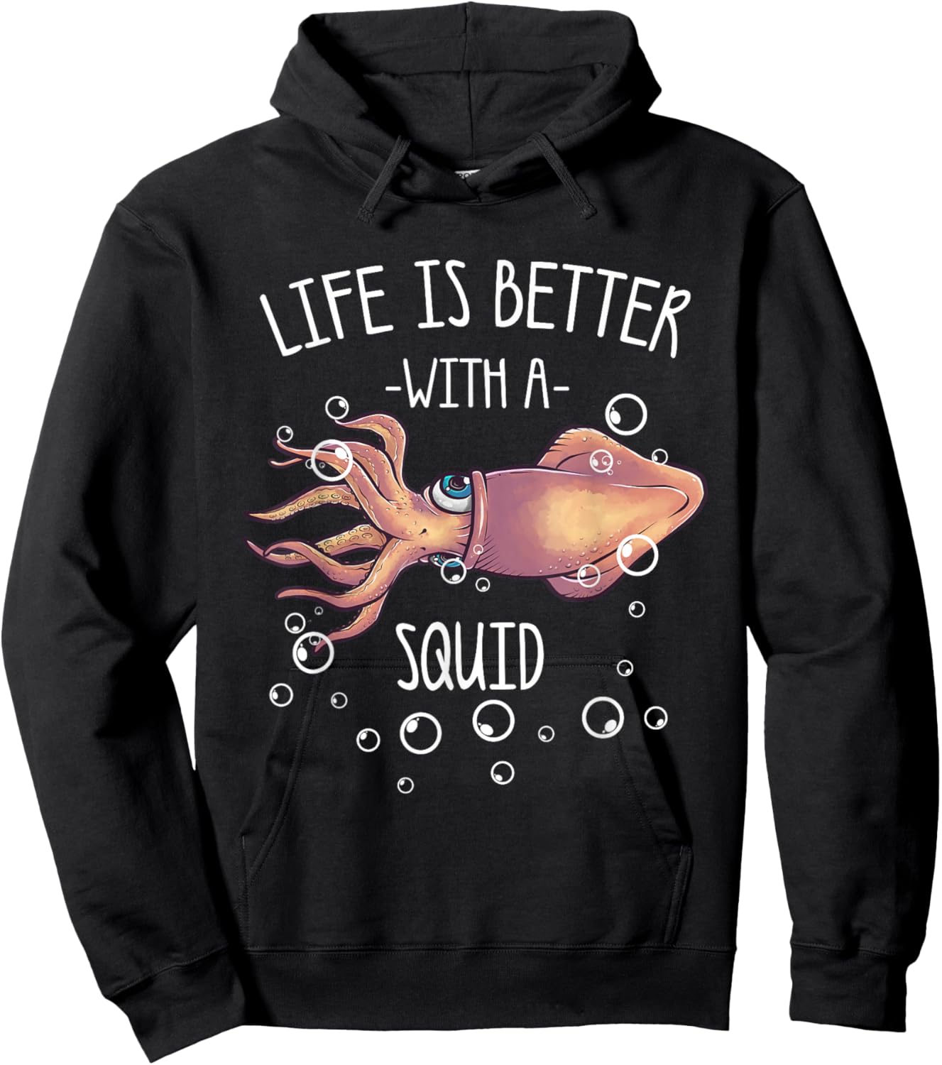 Best Squid Art Women Kids Adult Octopus Lover Squid Hoodie - Hoodie | Black