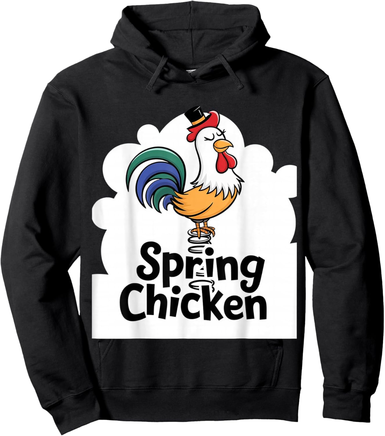 Spring Chicken Chicken On Pogo Stick Funny Chicken Hoodie - Hoodie | Black