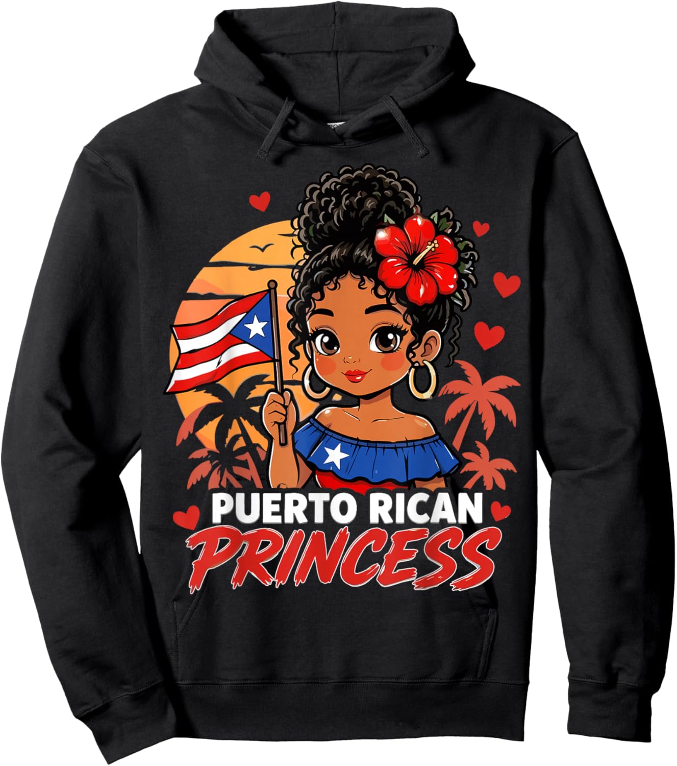 Puerto Rico Hispanic Heritage Cute Puerto Rican Princess Hoodie - Hoodie | Black