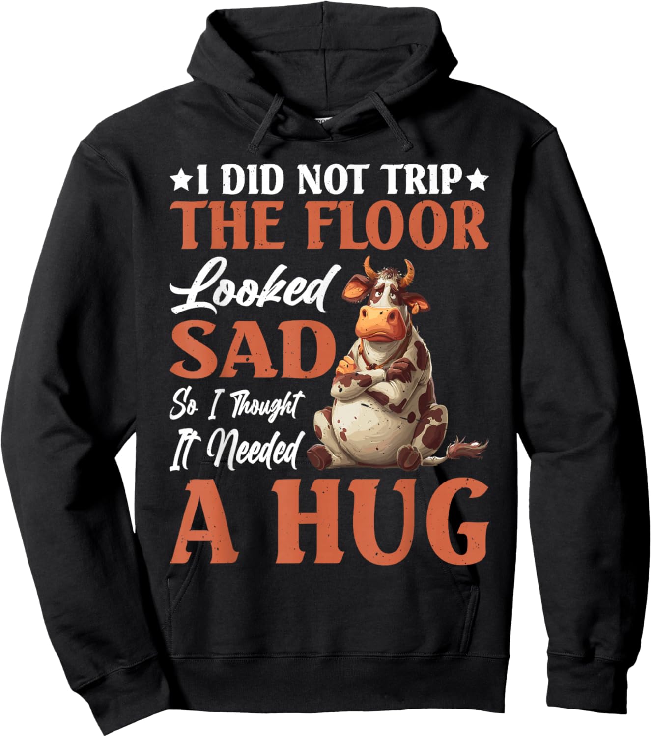 Didn't Trip Floor Looked Sad Gave It A Hug Hoodie - Hoodie | Black