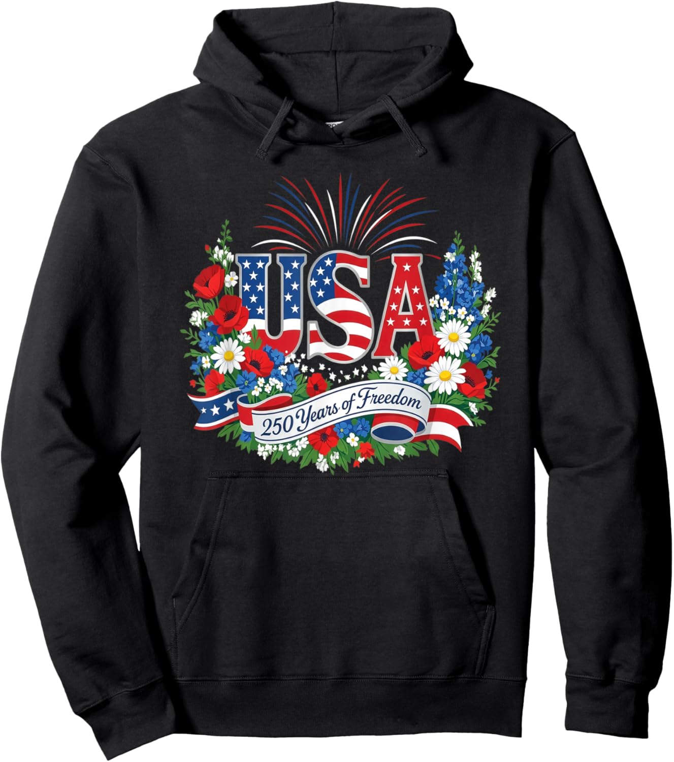 250th Anniversary USA America Freedom 4th of July Birthday Hoodie - Hoodie | Black
