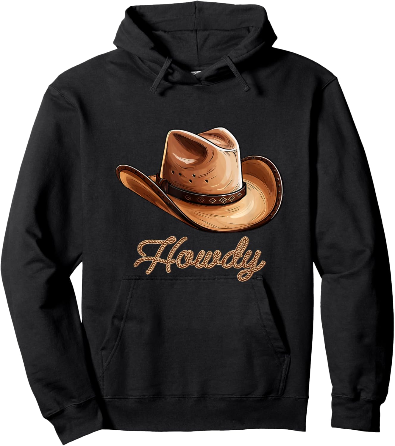 Howdy Cowboy Hat Funny Western Rodeo Hoodie - Hoodie | Black