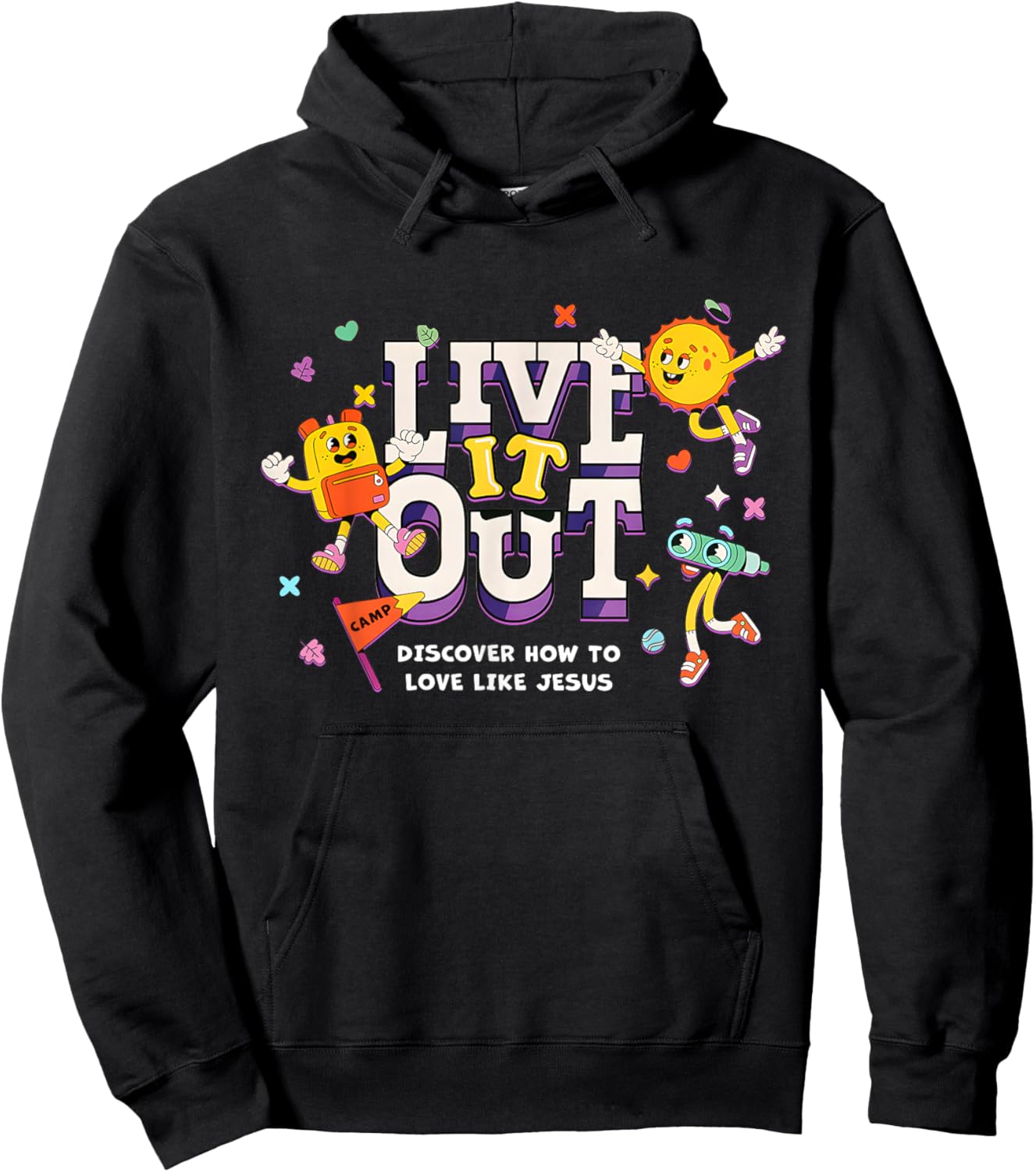 Live It Out Love Like Jesus VBS 2025 Christian Camping Hoodie - Hoodie | Black