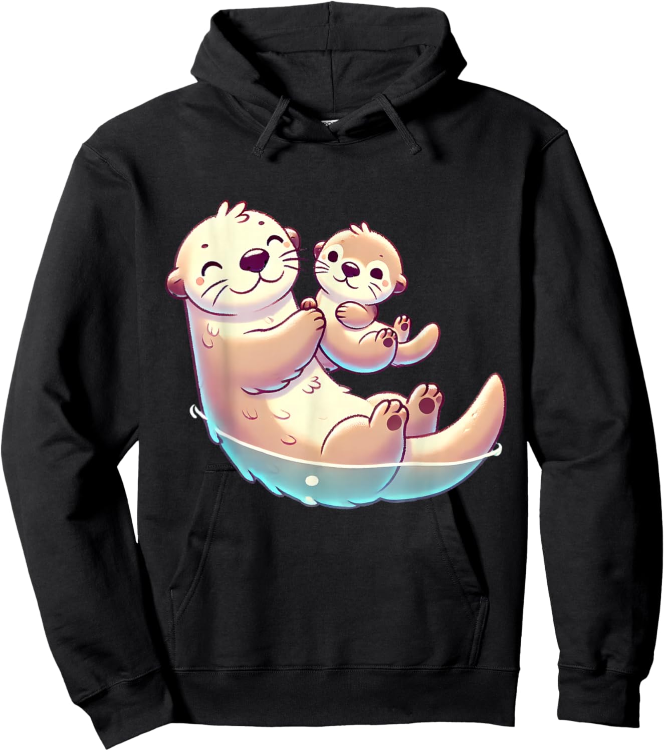 Mom and Baby Otter Mother Mama Mother's Day Hoodie - Hoodie | Black