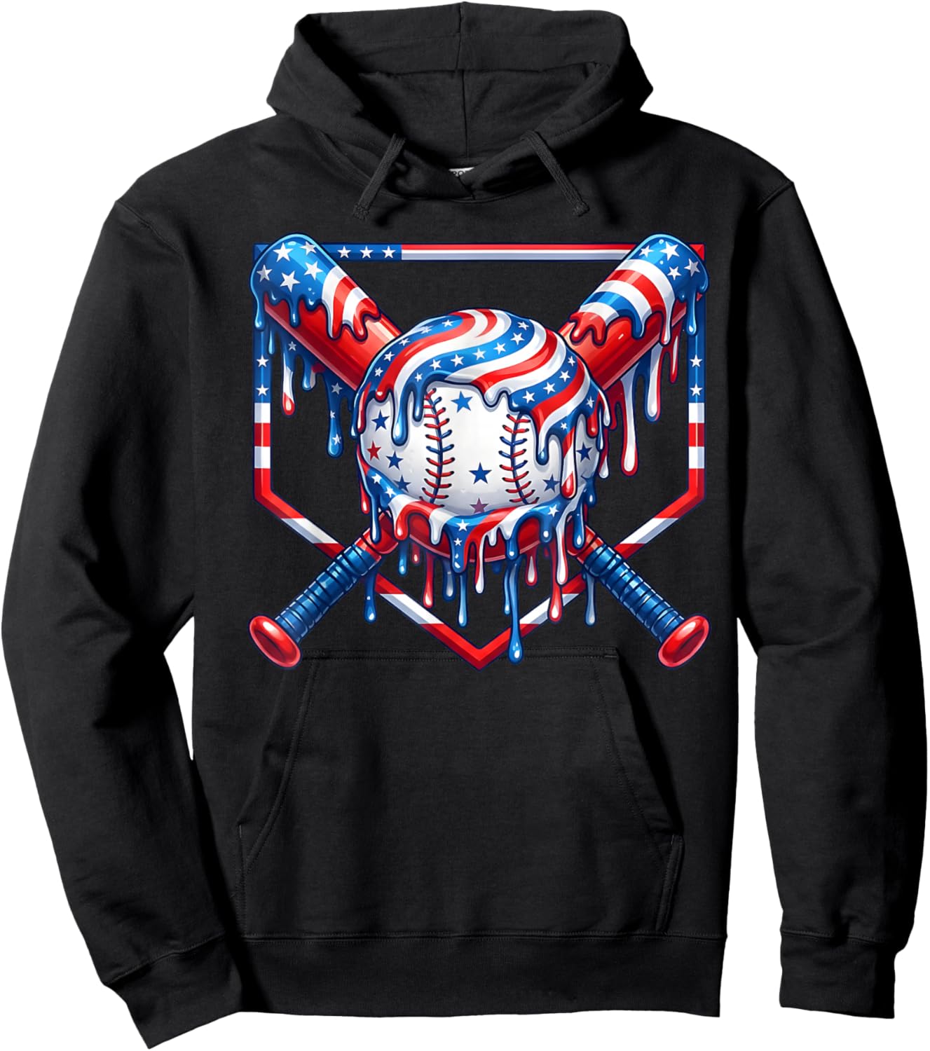 Drip Baseball Lifestyle Mascot Shirt Funny 4th of July Hoodie - Hoodie | Black