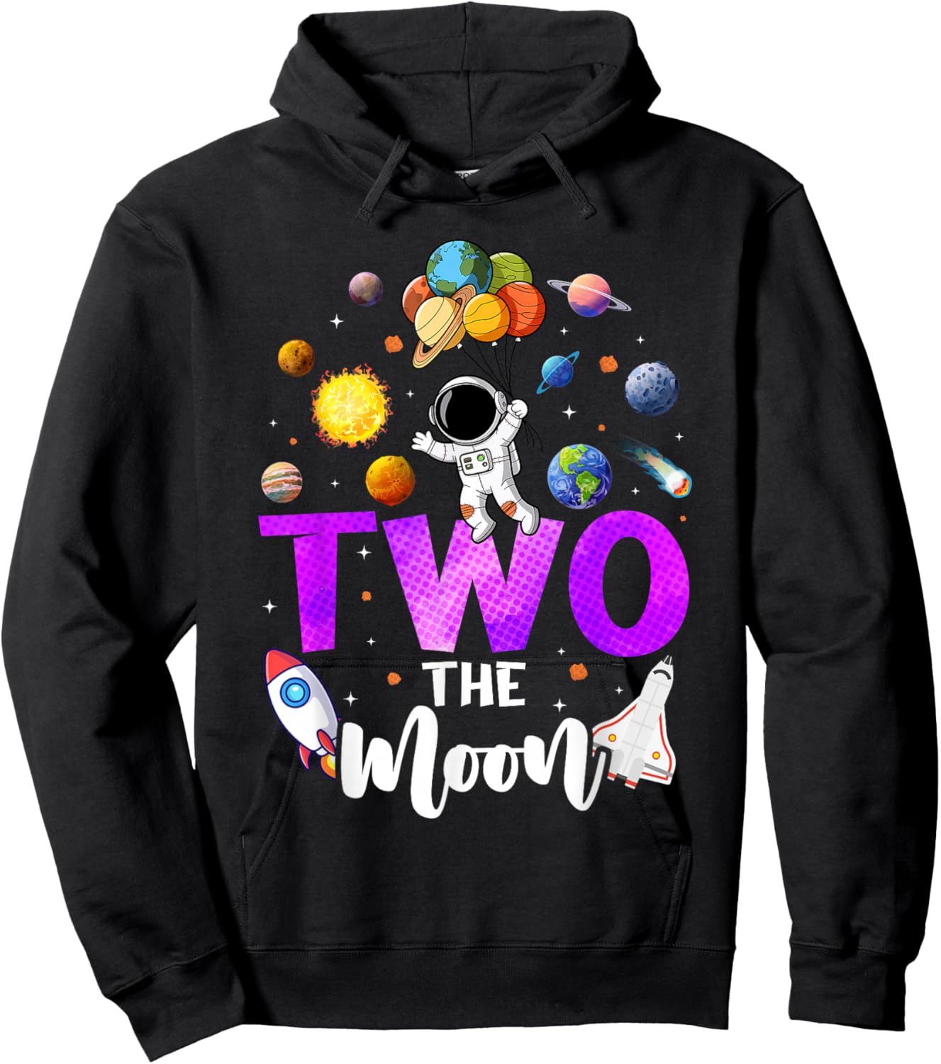 Two The Moon Birthday Girl Outfit 2 Year Old 2nd Bday Hoodie - Hoodie | Black