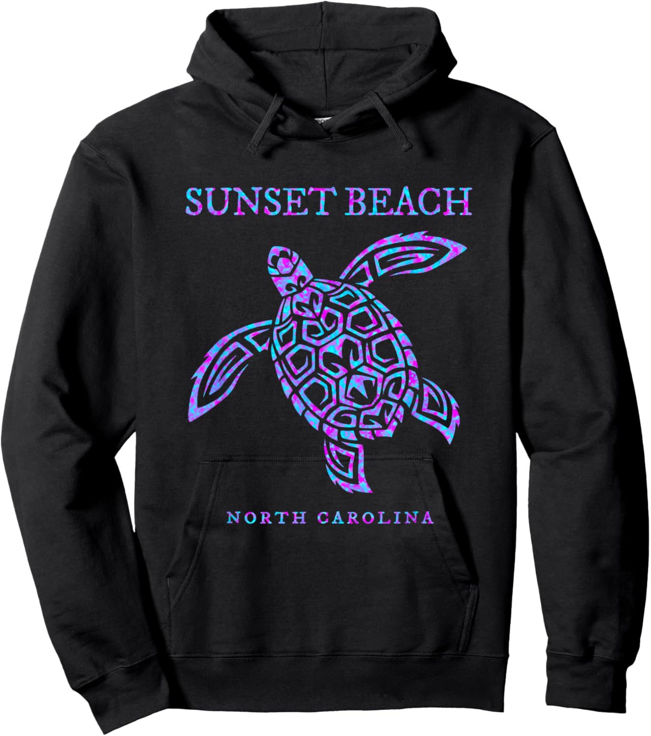 Sunset Beach North Carolina Sea Turtle Beach Vacation Hoodie - Hoodie | Black