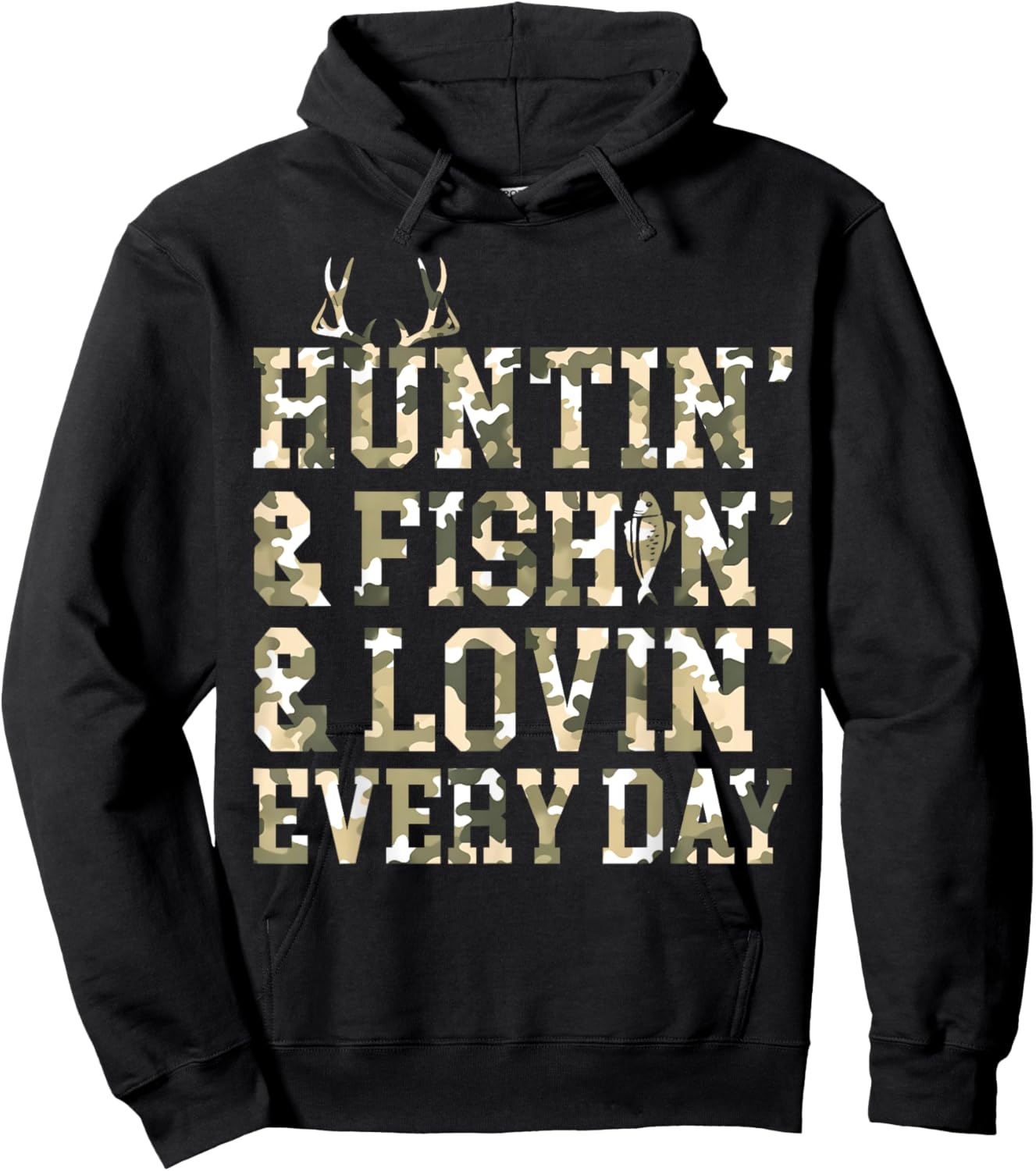 Hunting Fishing Loving Every Day Camo US Flag Hunting Season Hoodie - Hoodie | Black