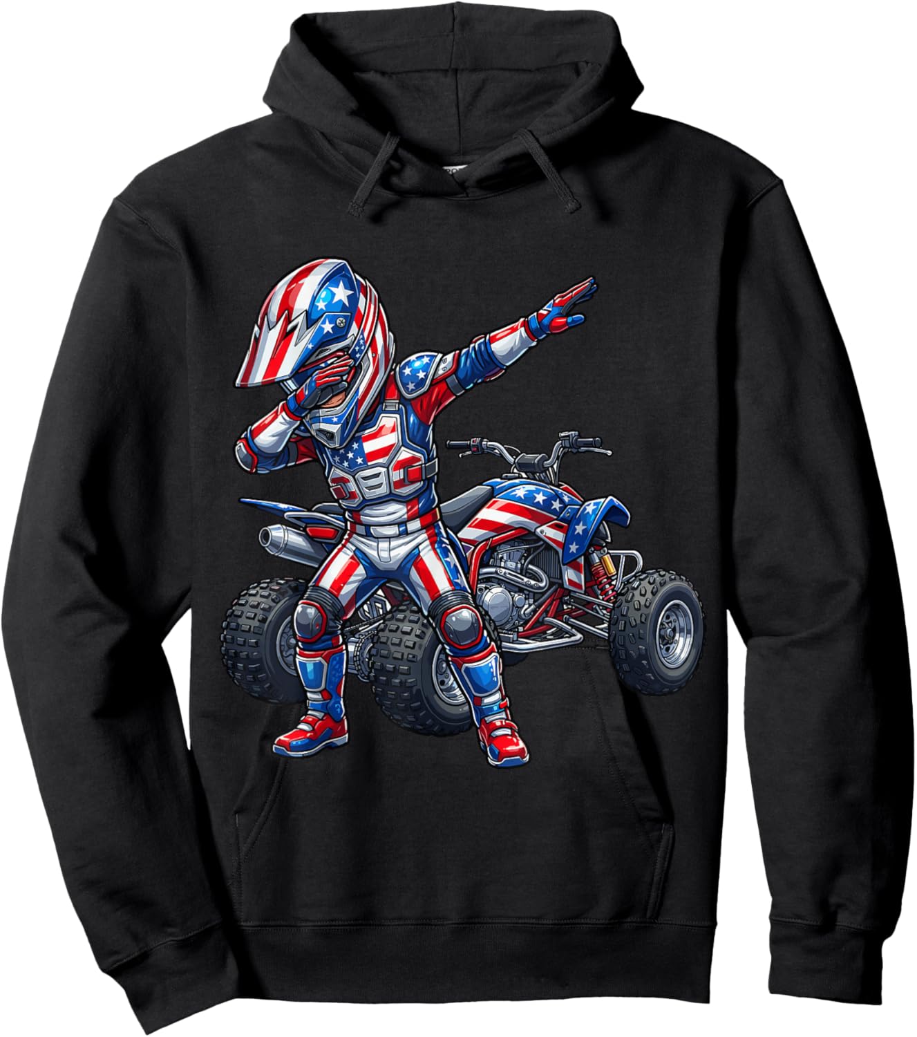 4 Wheeler ATV Quad USA American Flag Boys Kids Hoodie - Hoodie | Black