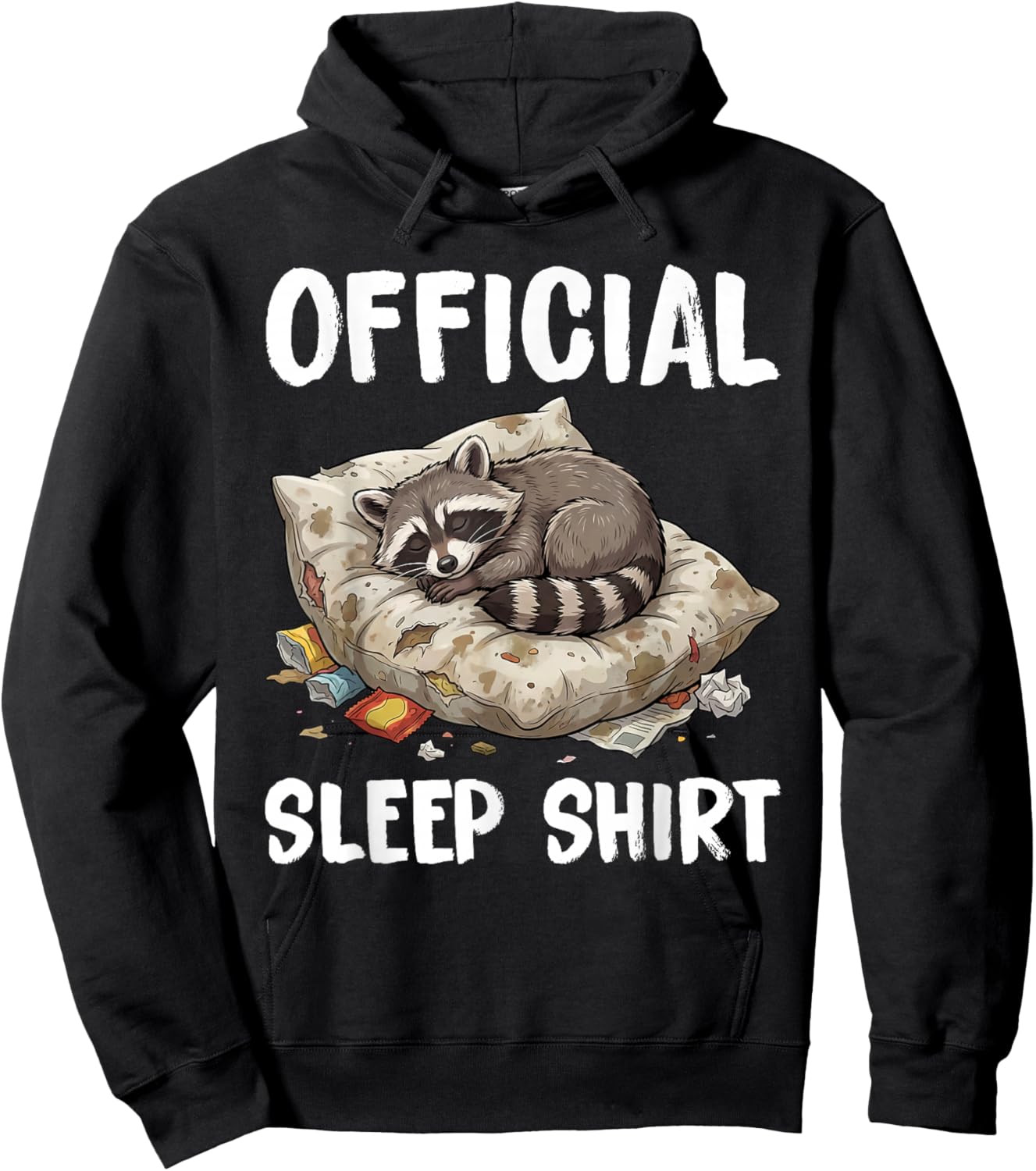 Cute Raccoon Official Sleep Shirt Pajamas Nightgown Hoodie - Hoodie | Black
