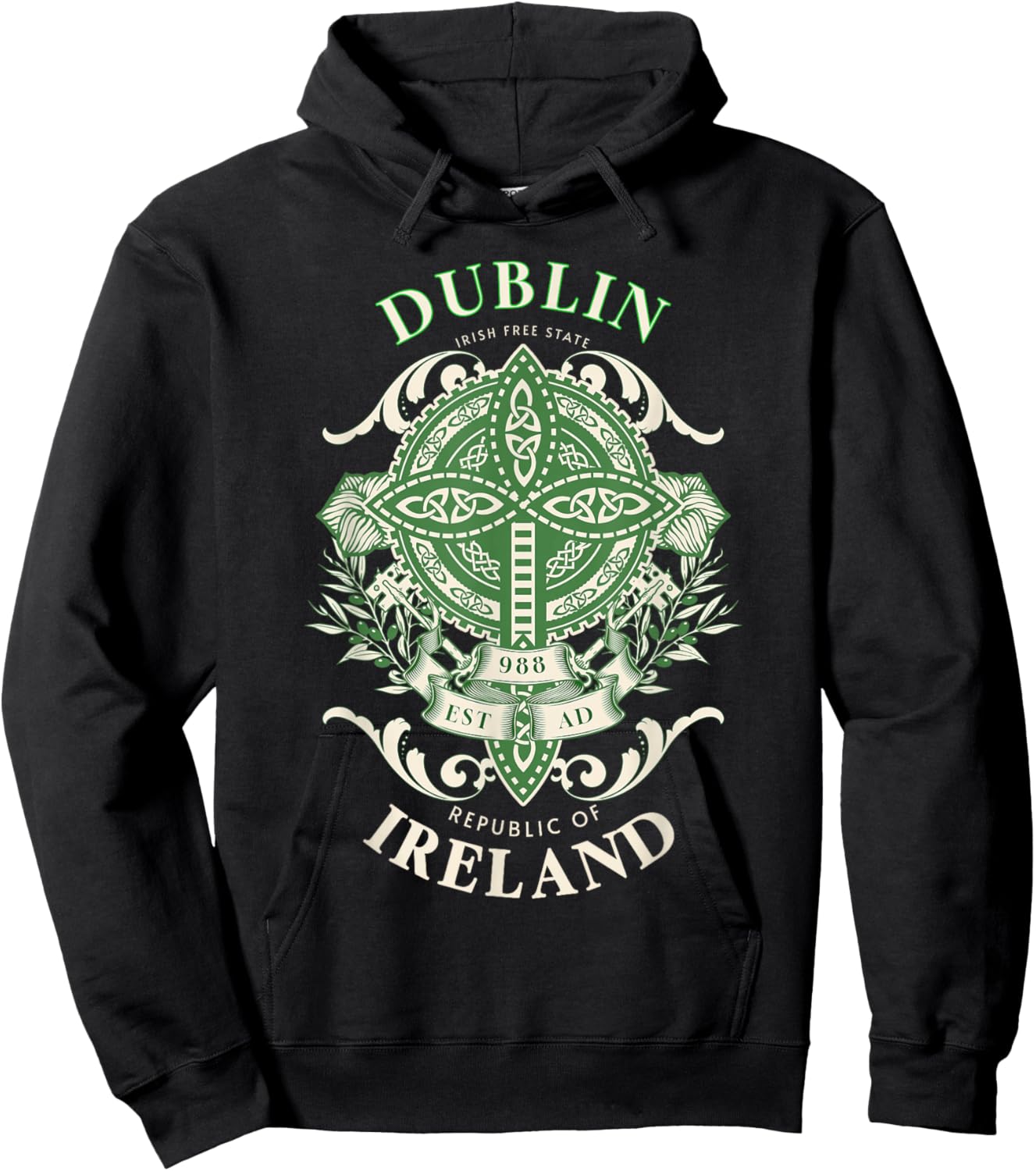 Dublin Irland Keltisches Kreuz Vorfahren Irisches Erbe Hoodie - Hoodie | Black