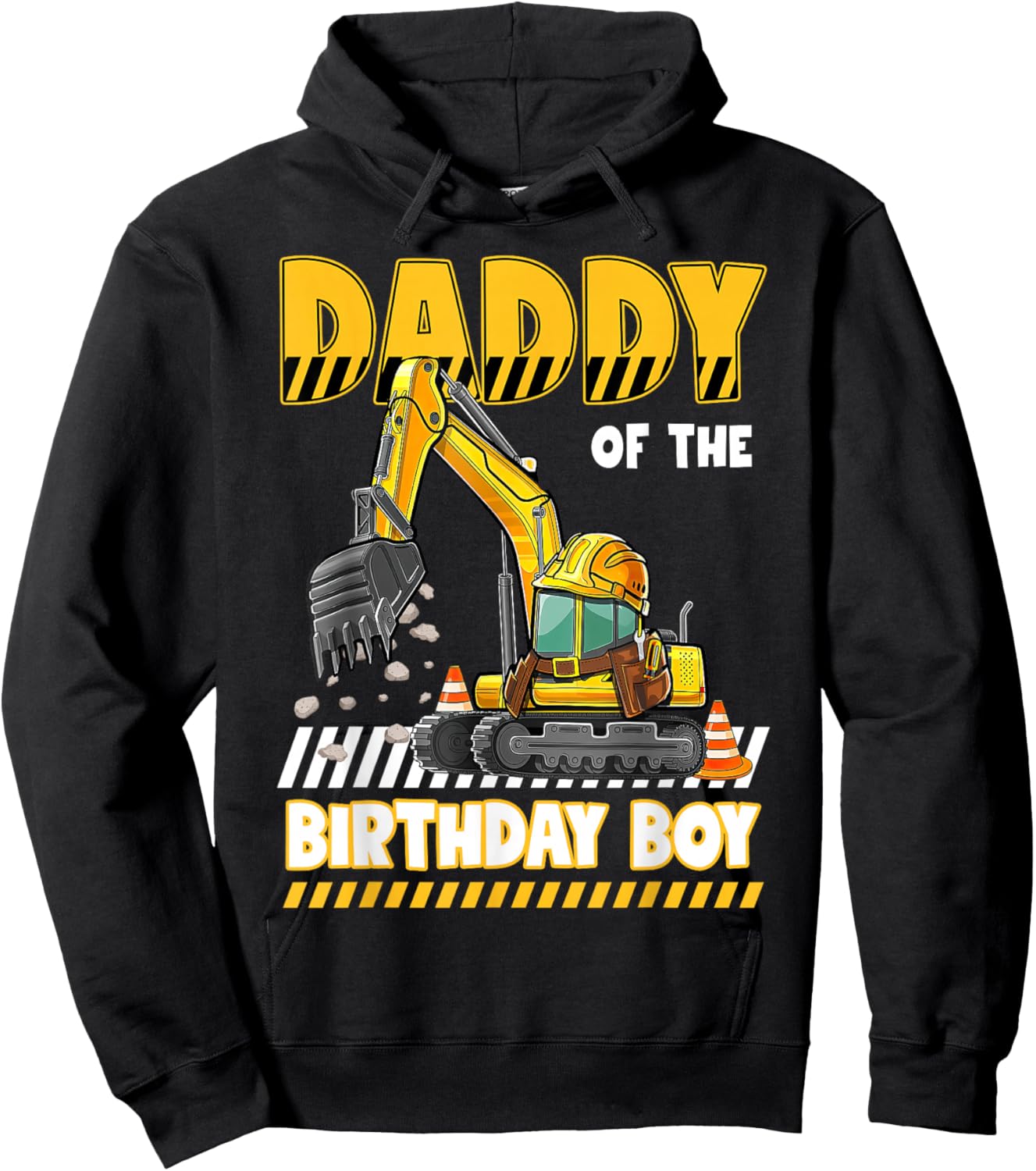 Daddy Of The Birthday Boy Construction Excavator Family Hoodie - Hoodie | Black