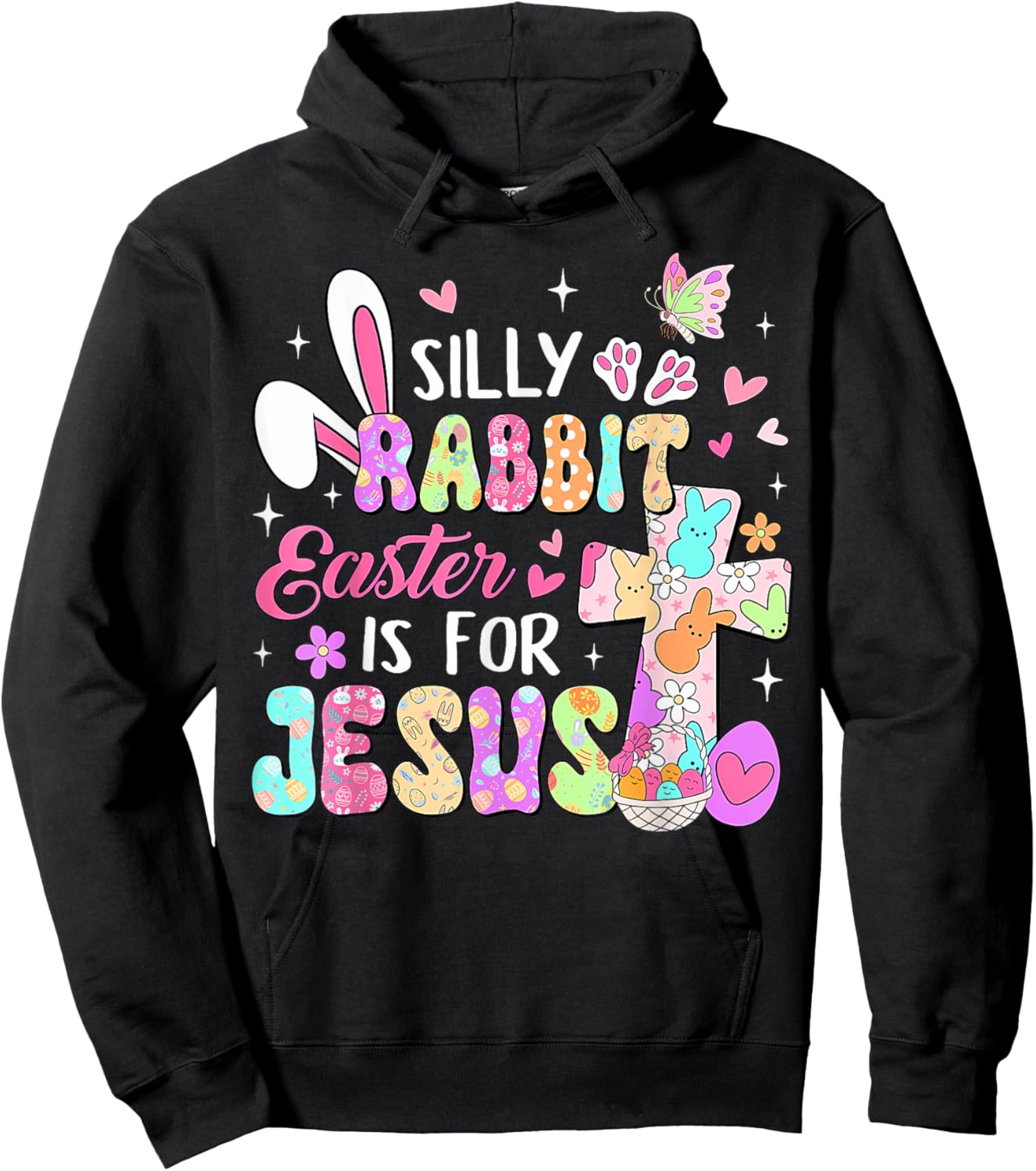 Silly Rabbit Easter Is For Jesus Cute Bunny Christian Faith Hoodie - Hoodie | Black
