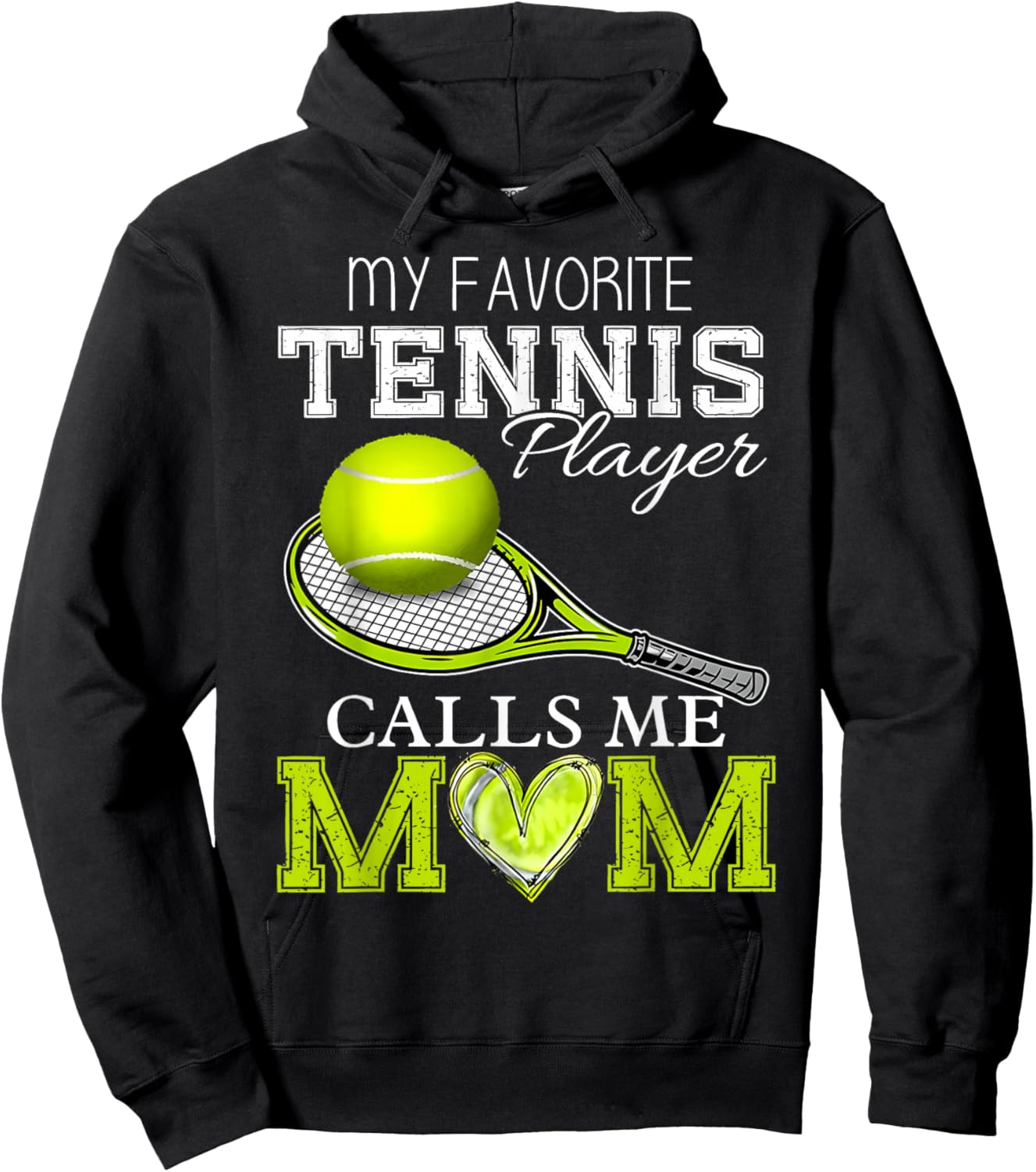 Vintage My Favorite Tennis Player Calls Me Mom Mother's Day Hoodie - Hoodie | Black